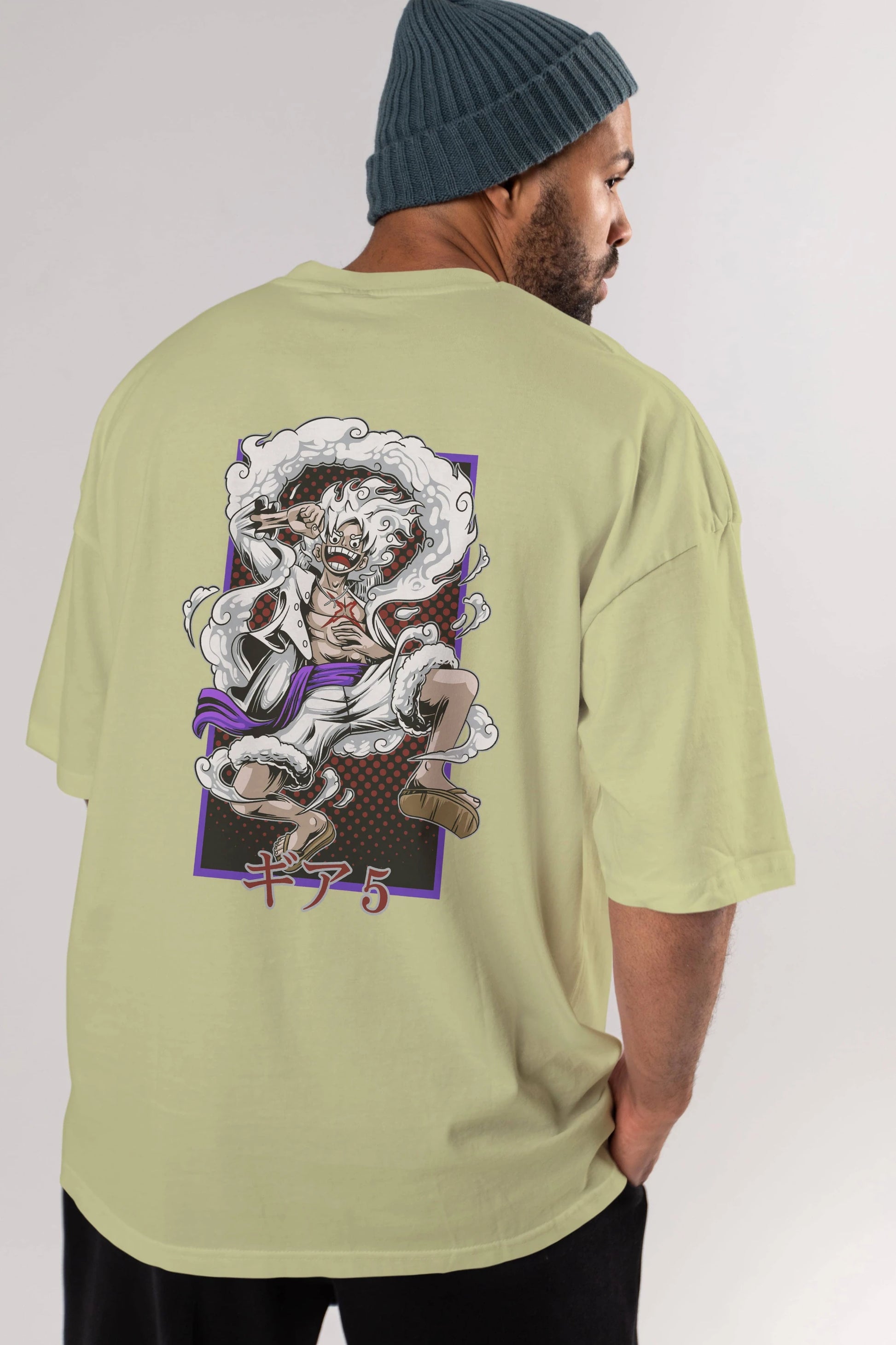 MONKEY D. LUFFY GEAR5 Anime Arka Baskılı Oversize t-shirt Erkek Kadın Unisex