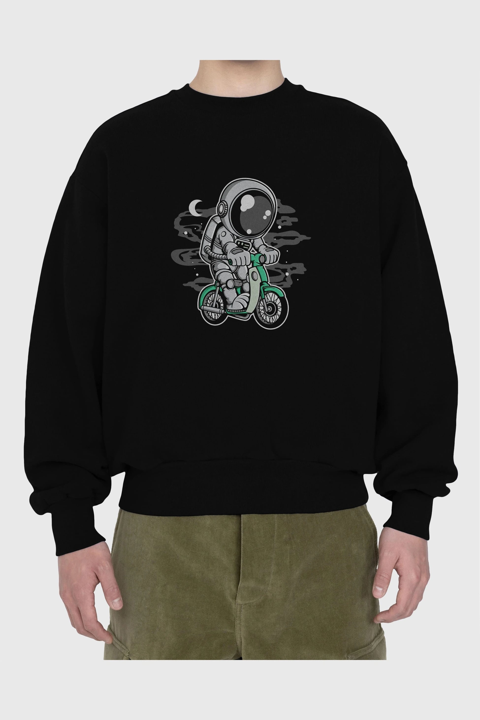 Astronaut Classic Motorbike Ön Baskılı Oversize Sweatshirt Erkek Kadın Unisex