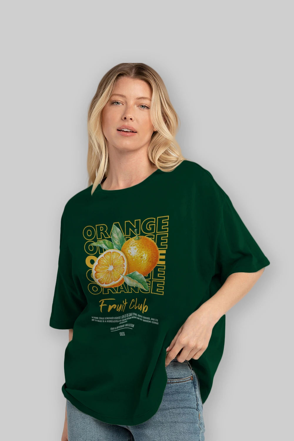 Orange Ön Baskılı Oversize t-shirt Erkek Kadın Pamuk Bisiklet Yaka tişort