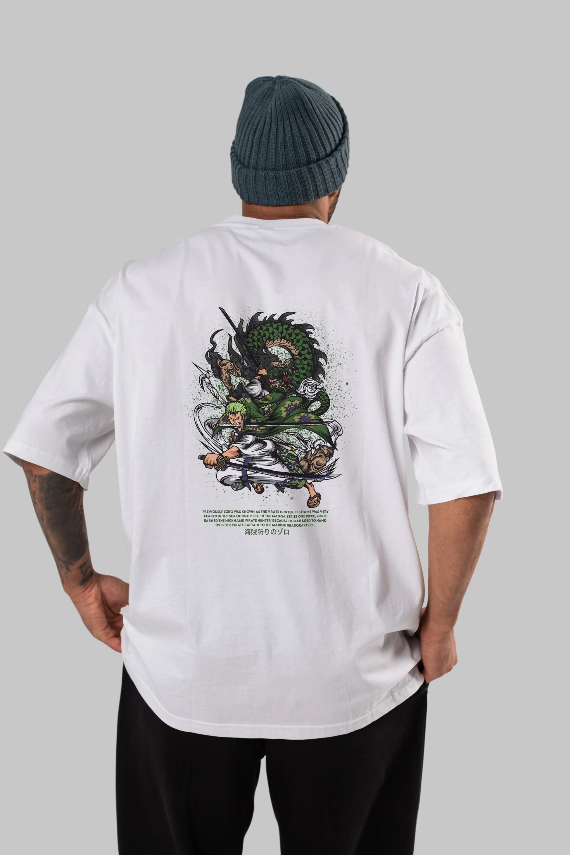 Zoro Anime Arka Baskılı Oversize t-shirt Erkek Kadın Unisex