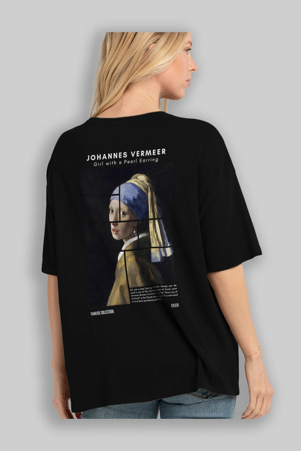 Johannes Vermeer Arka Baskılı Oversize t-shirt Erkek Kadın Bisiklet Yaka Pamuk tişort