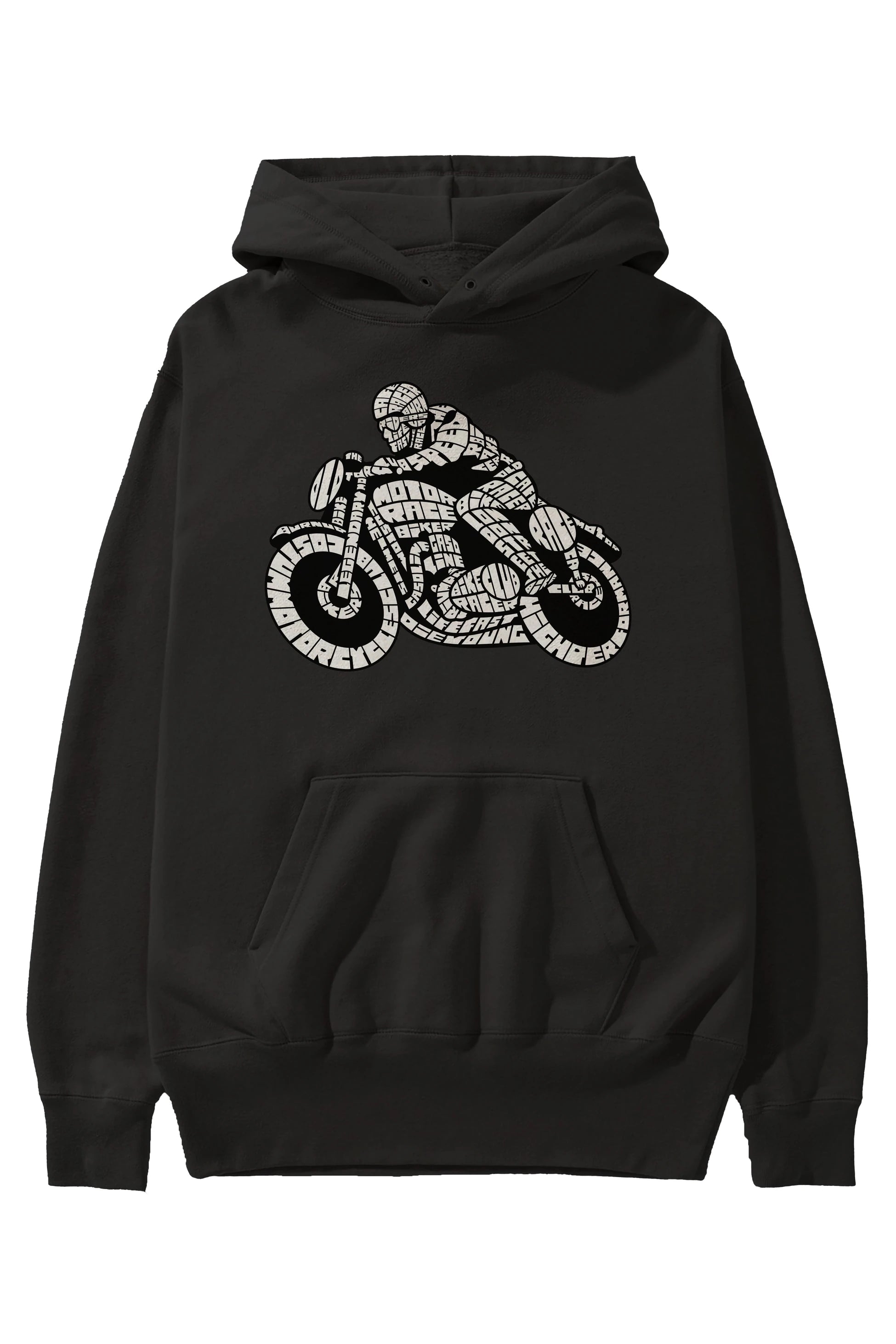 Caferacer Ön Baskılı Hoodie Oversize Kapüşonlu Sweatshirt Erkek Kadın Unisex