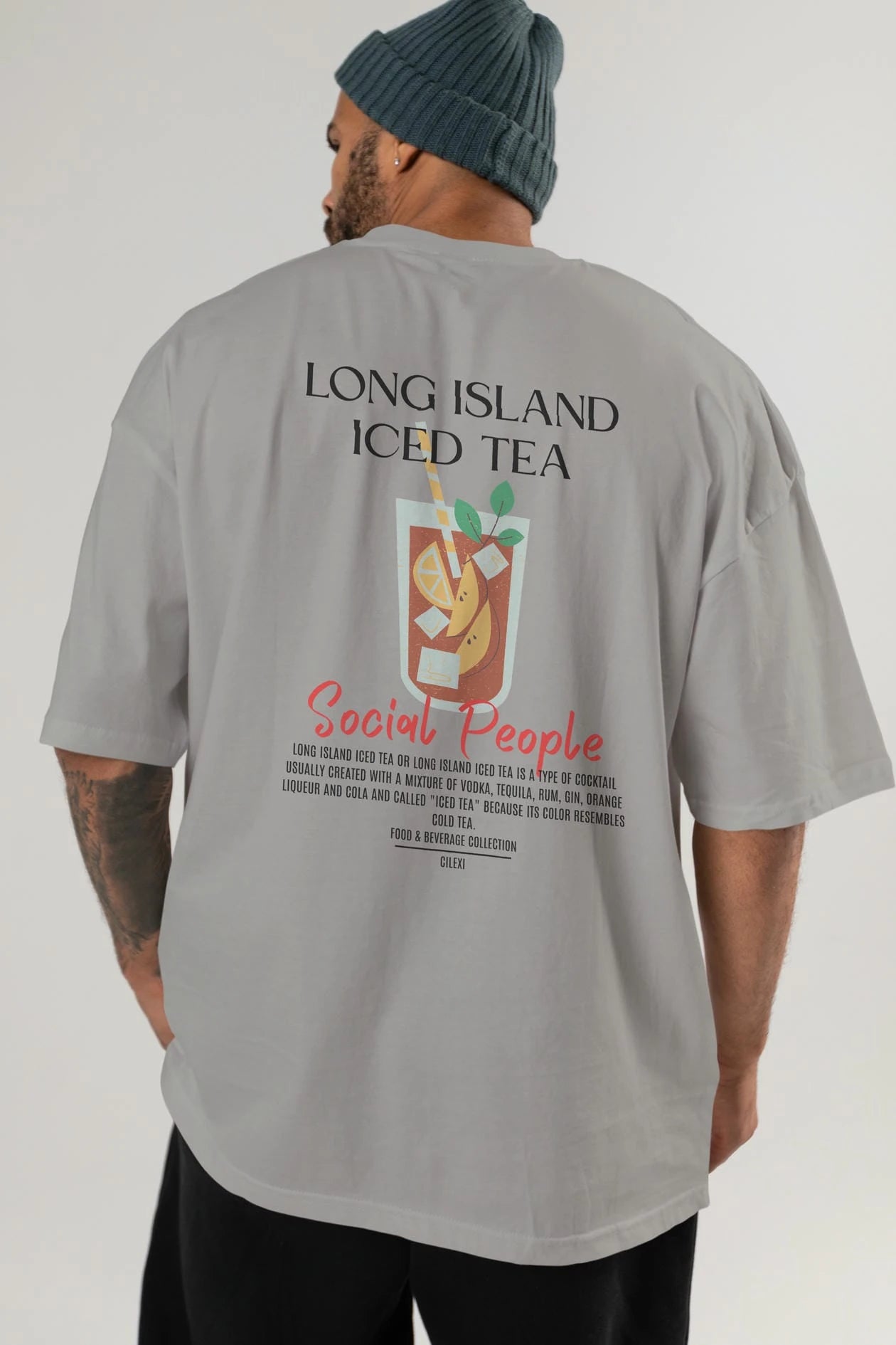 Long Island ıced tea Kokteyl Serisi Baskılı Oversize t-shirt Erkek Kadın Unisex %100 Pamuk Bisiklet Yaka tişort