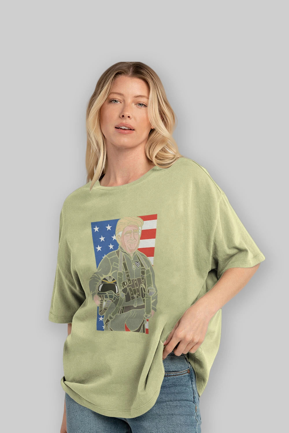 Trump Jetplane Pilot Ön Baskılı Oversize t-shirt Erkek Kadın Unisex %100 Pamuk tişort