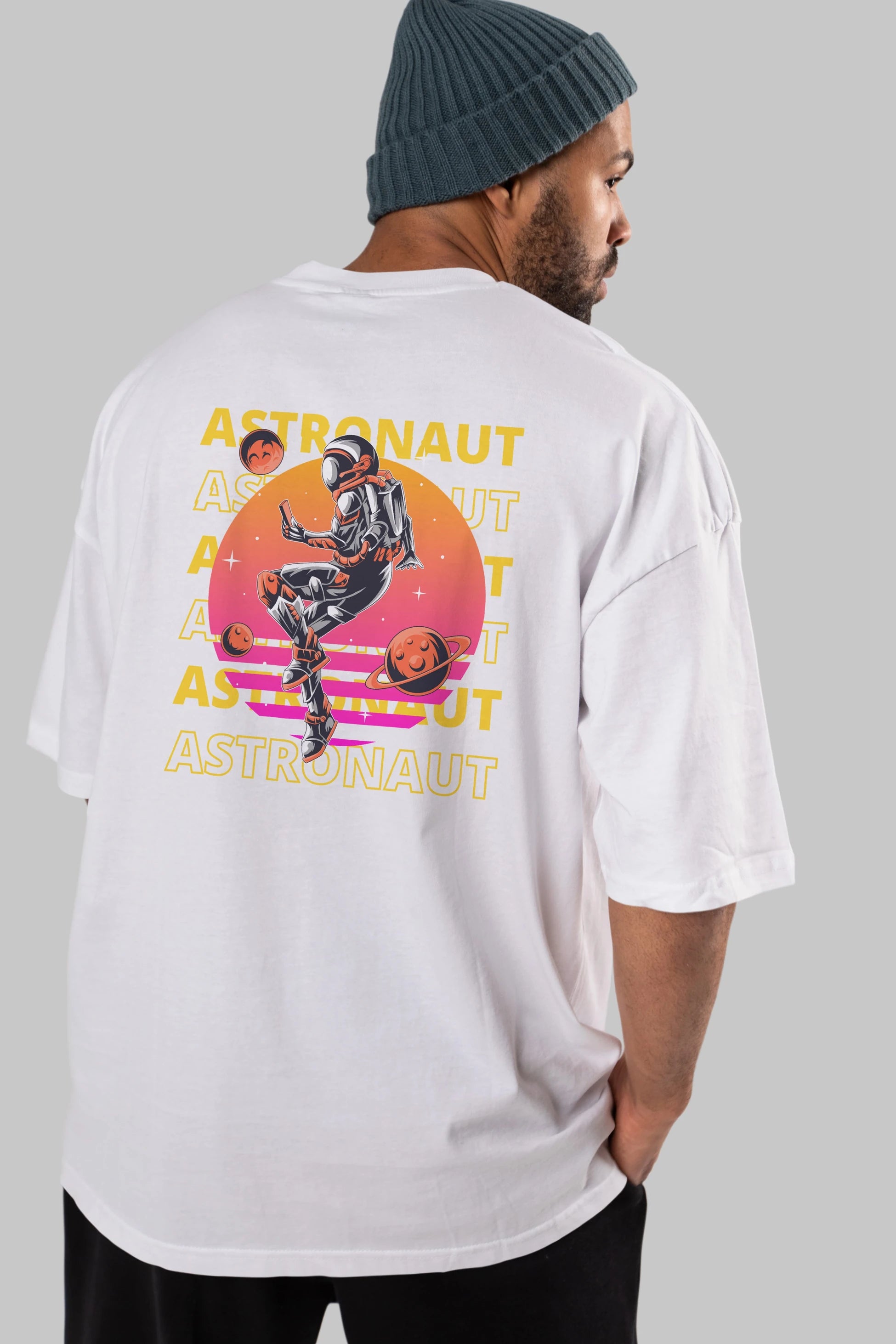 Astronaut Streetwear 2 Arka Baskılı Oversize t-shirt Erkek Kadın Unisex