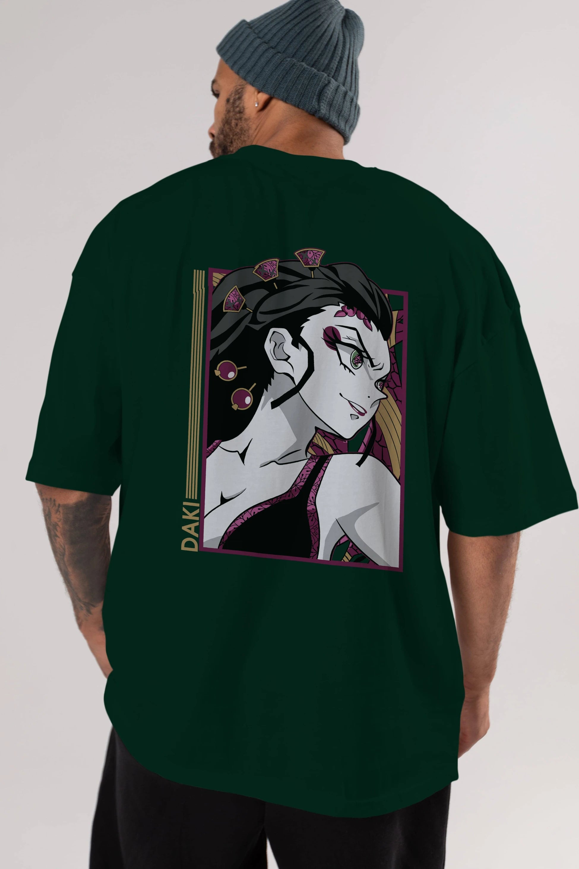 Daki DEMION SLAYER Anime Arka Baskılı Oversize t-shirt Erkek Kadın Unisex