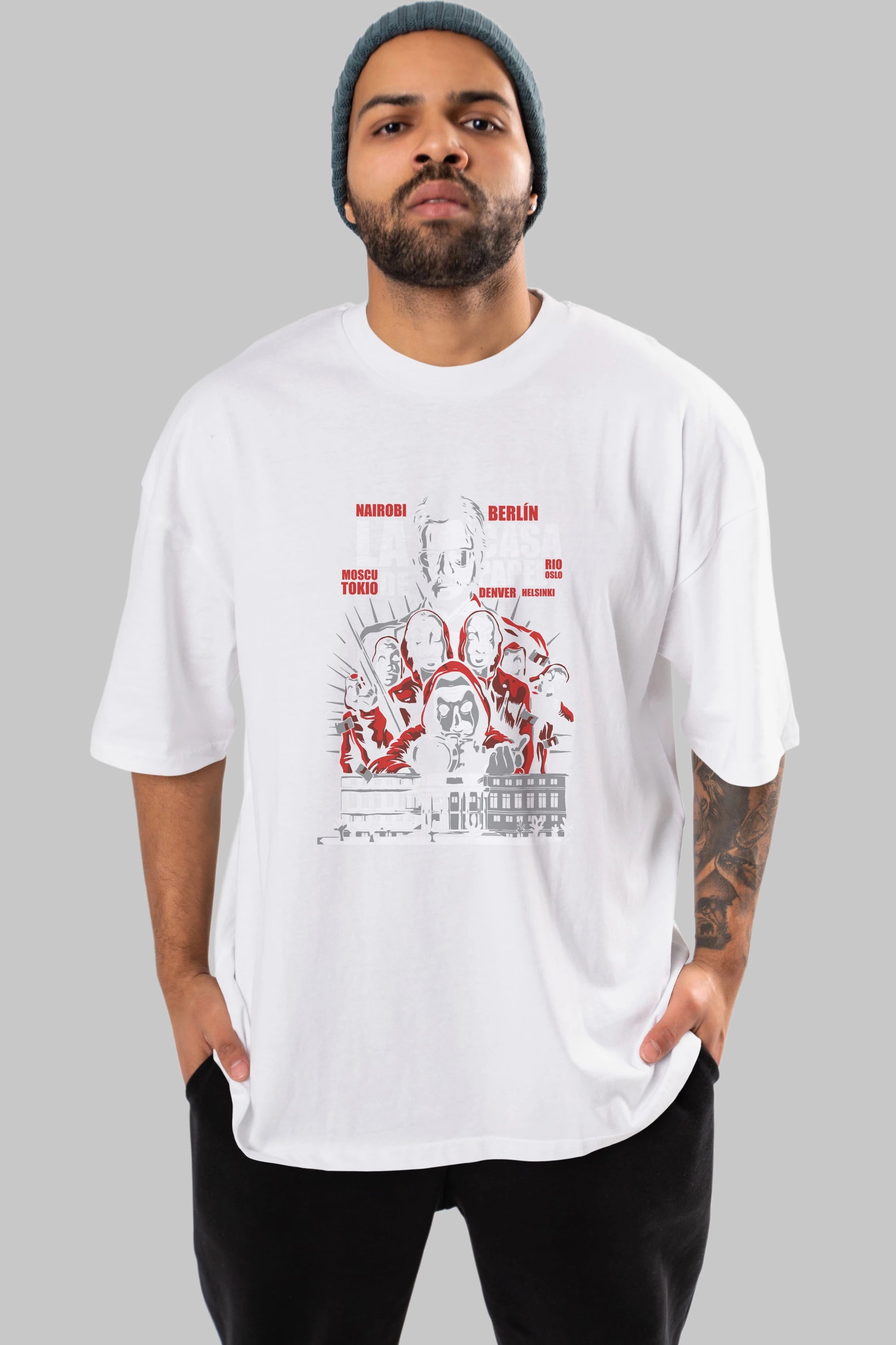 La Casa De Papel (2) Ön Baskılı Oversize t-shirt Erkek Kadın Unisex %100 Pamuk Bisiklet Yaka tişort