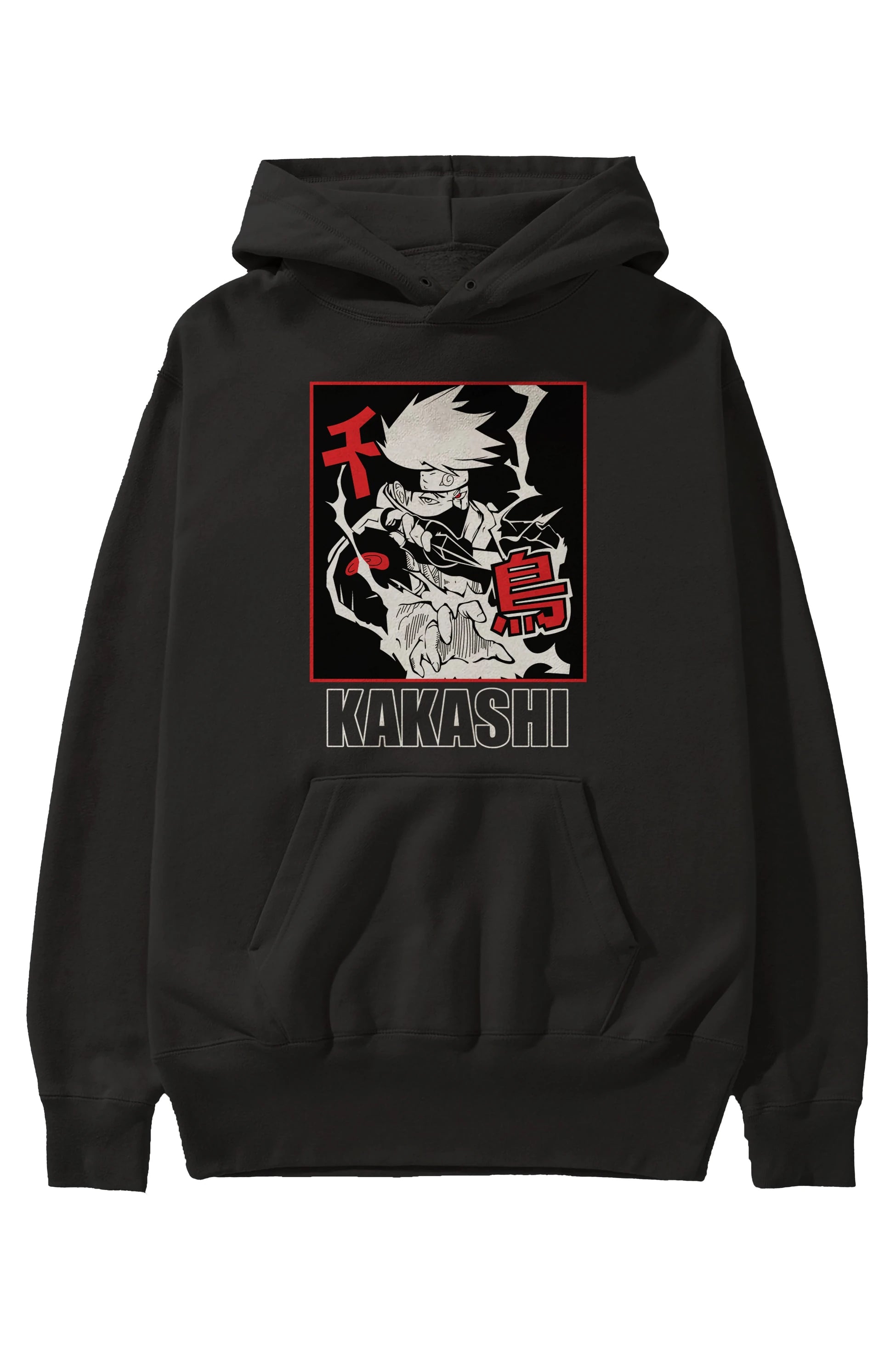 KAKASHI HATAKE NARUTO Anime Ön Baskılı Hoodie Oversize Kapüşonlu Sweatshirt Erkek Kadın Unisex