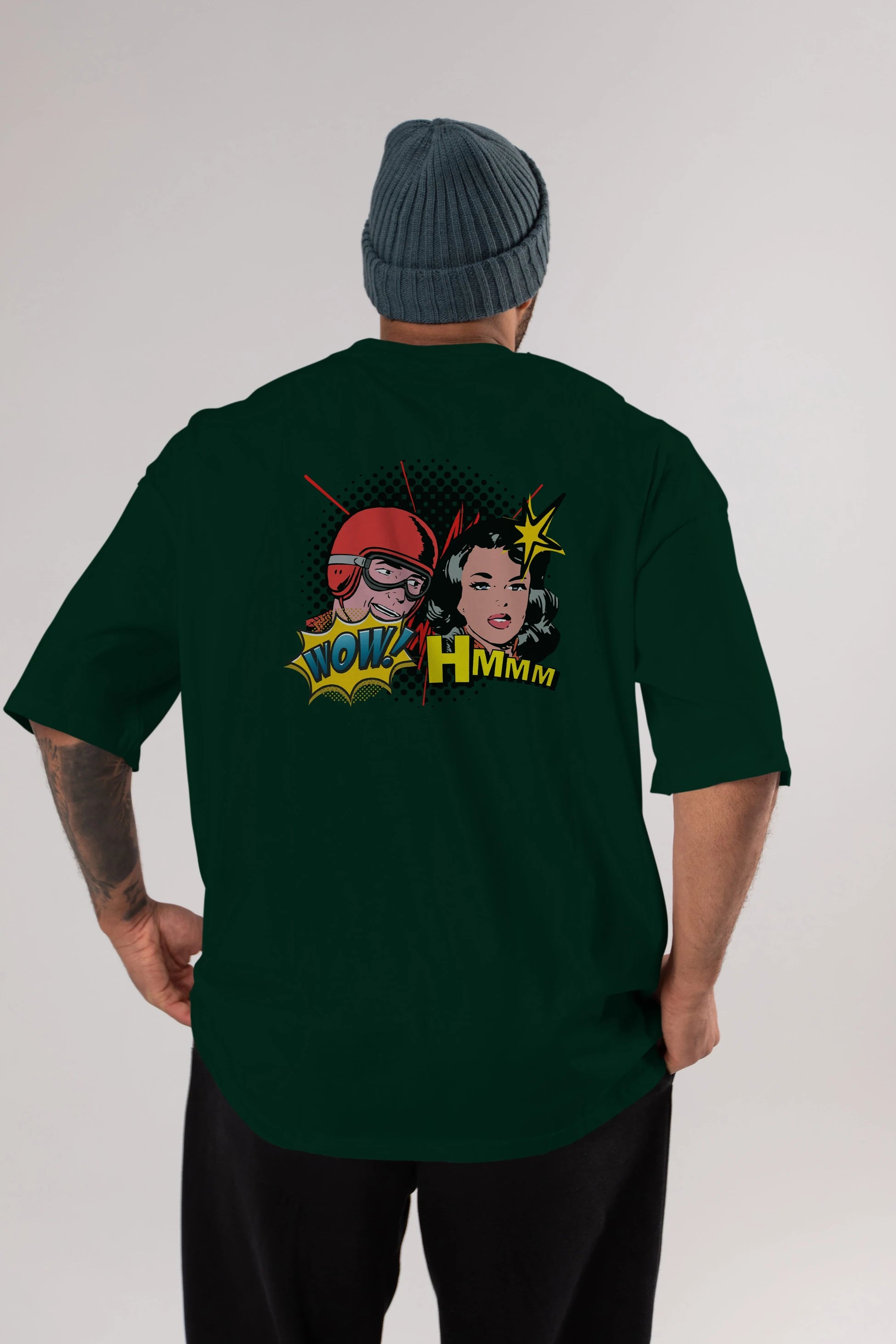 Comic Wow Yazılı Arka Baskılı Oversize t-shirt Erkek Kadın Unisex