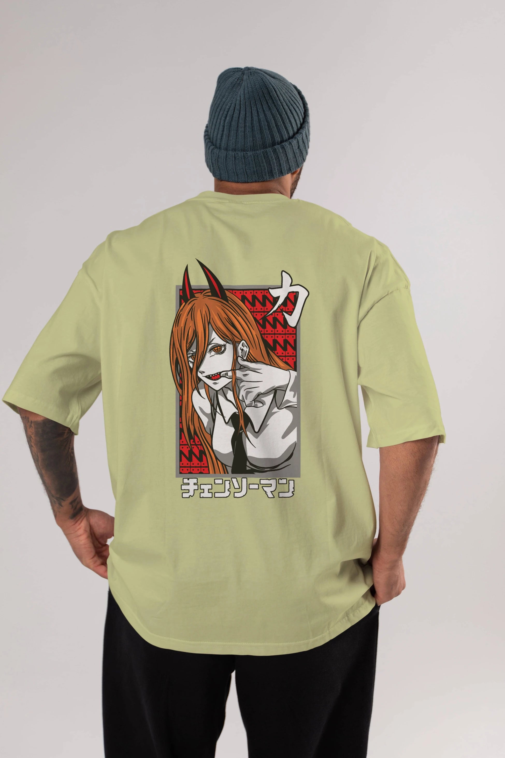 CHAINSAWMAN POWER Anime Arka Baskılı Oversize t-shirt Erkek Kadın Unisex