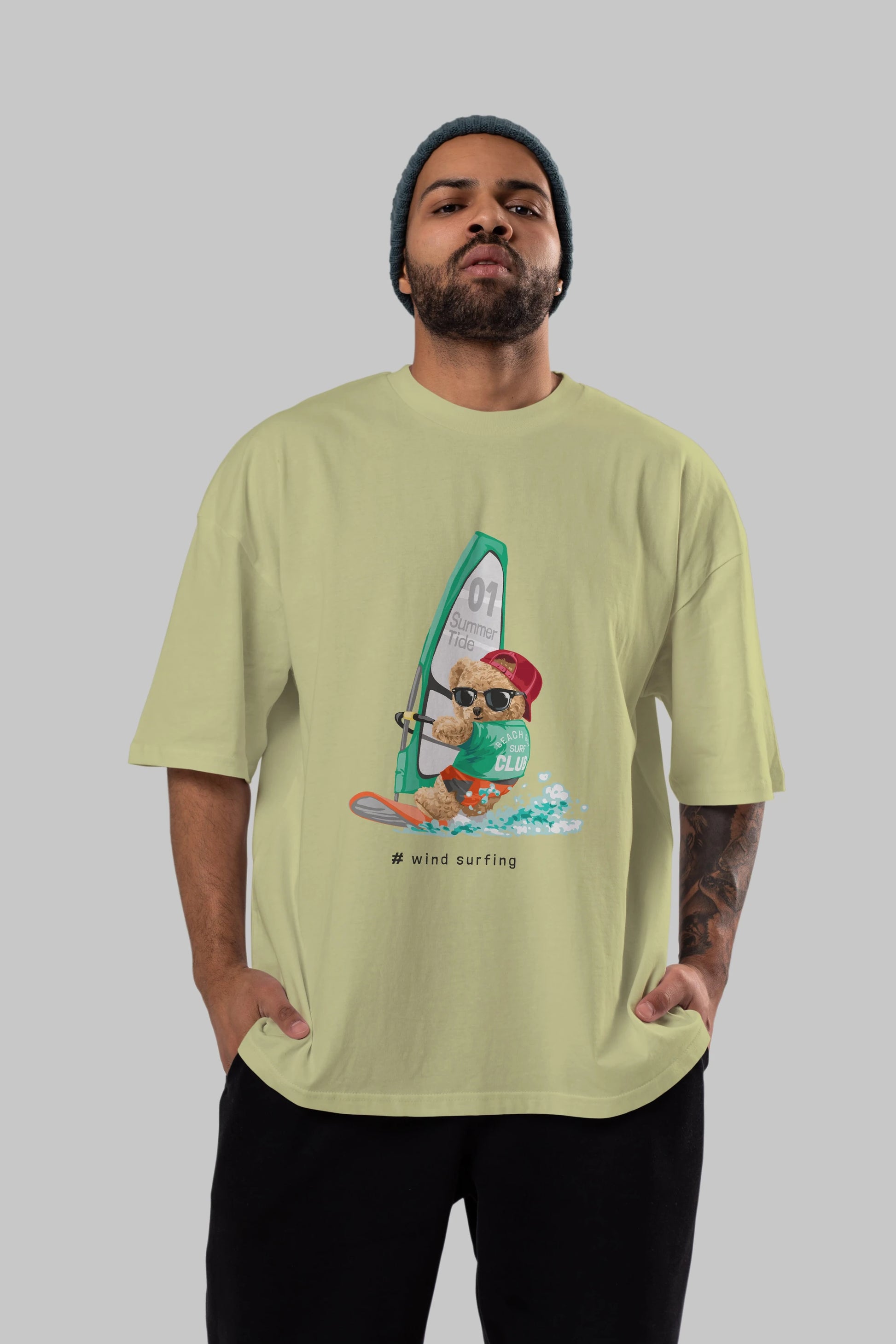 Teddy Bear Summer Tide Ön Baskılı Oversize t-shirt Erkek Kadın Unisex %100 Pamuk