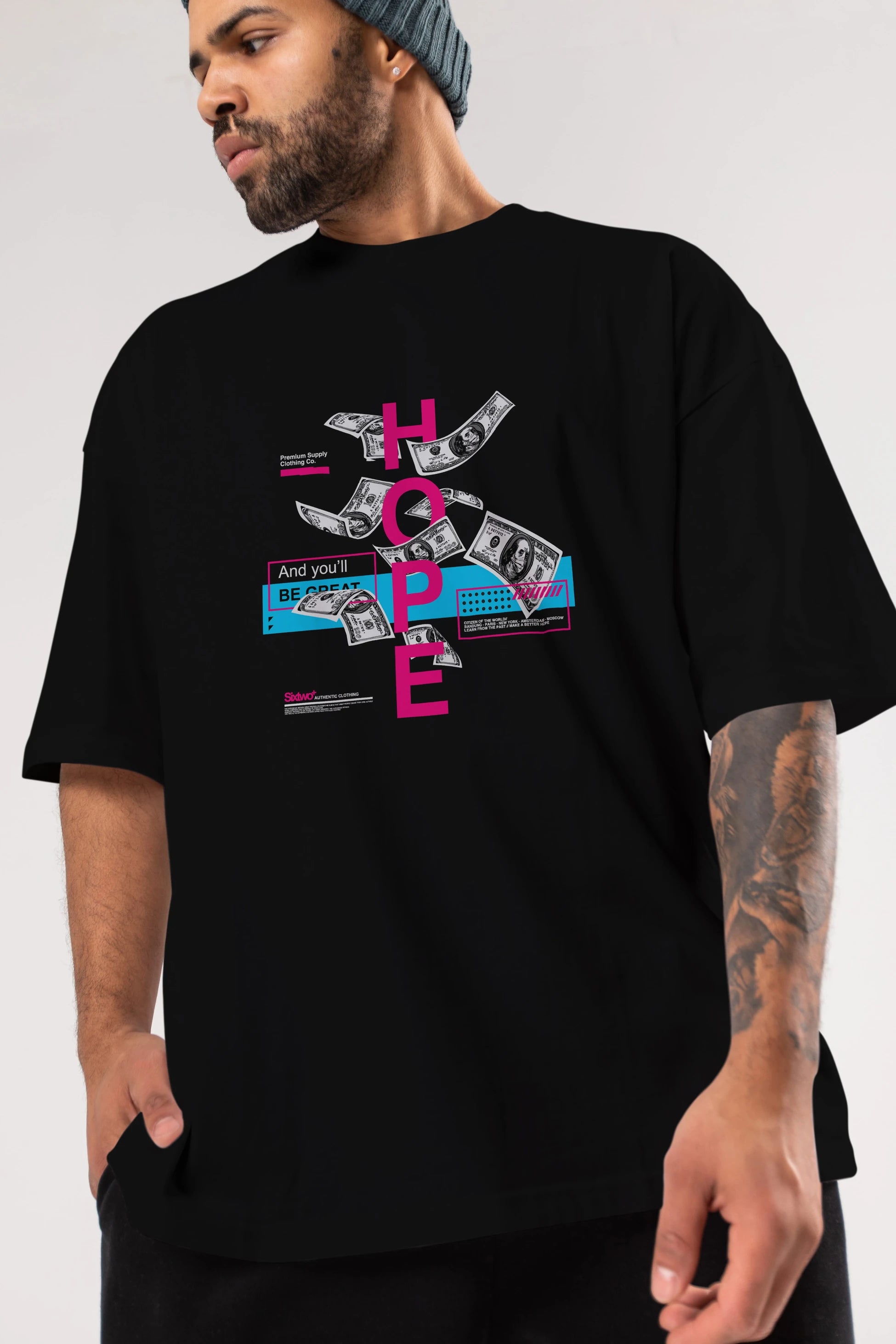 Hope Ön Baskılı Oversize t-shirt Erkek Kadın Unisex