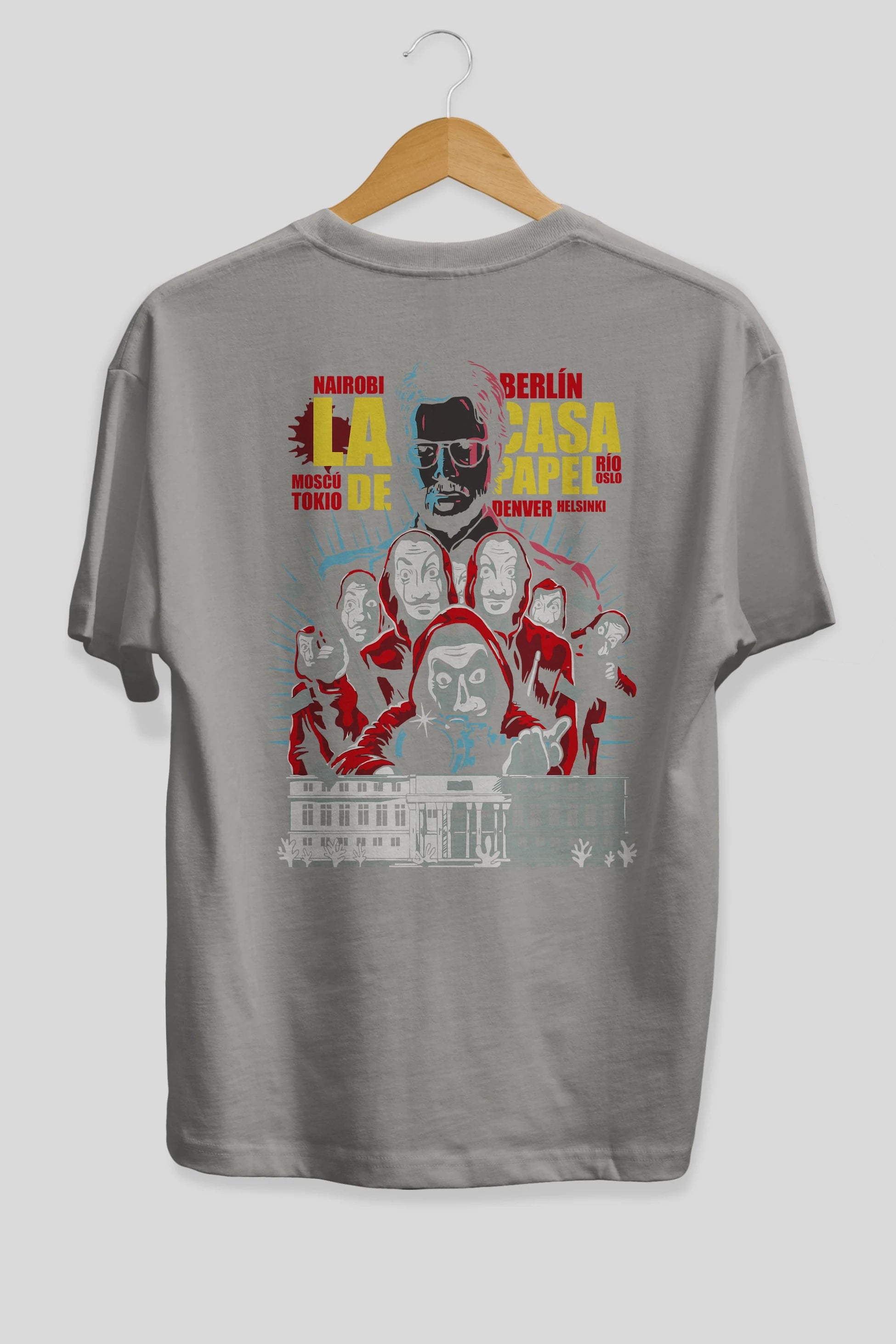 La Casa De Papel (6) Arka Baskılı Oversize t-shirt Erkek Kadın Unisex %100 Pamuk Bisiklet Yaka tişort