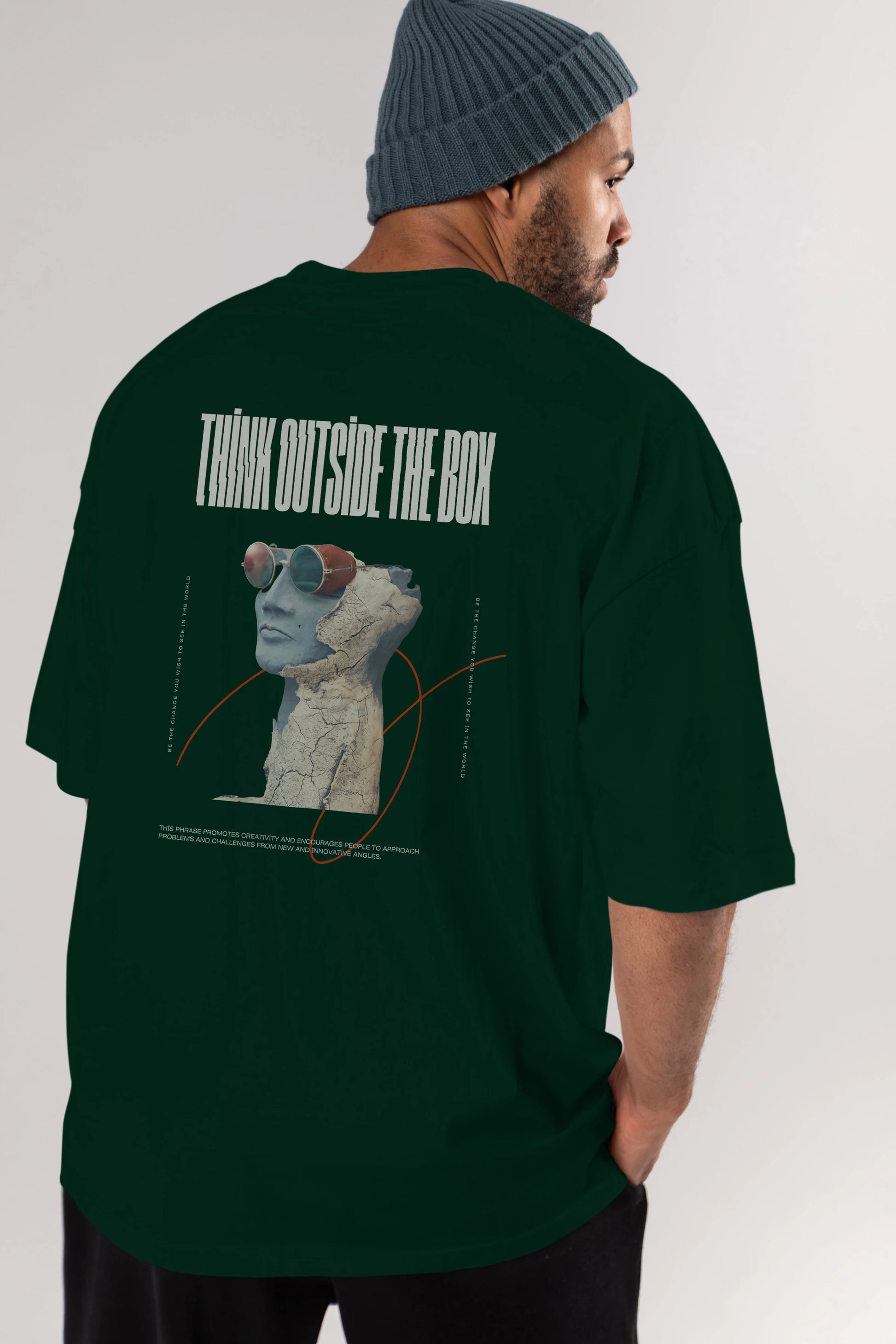 Think Outside The Box Arka Baskılı Oversize t-shirt Erkek Kadın Unisex