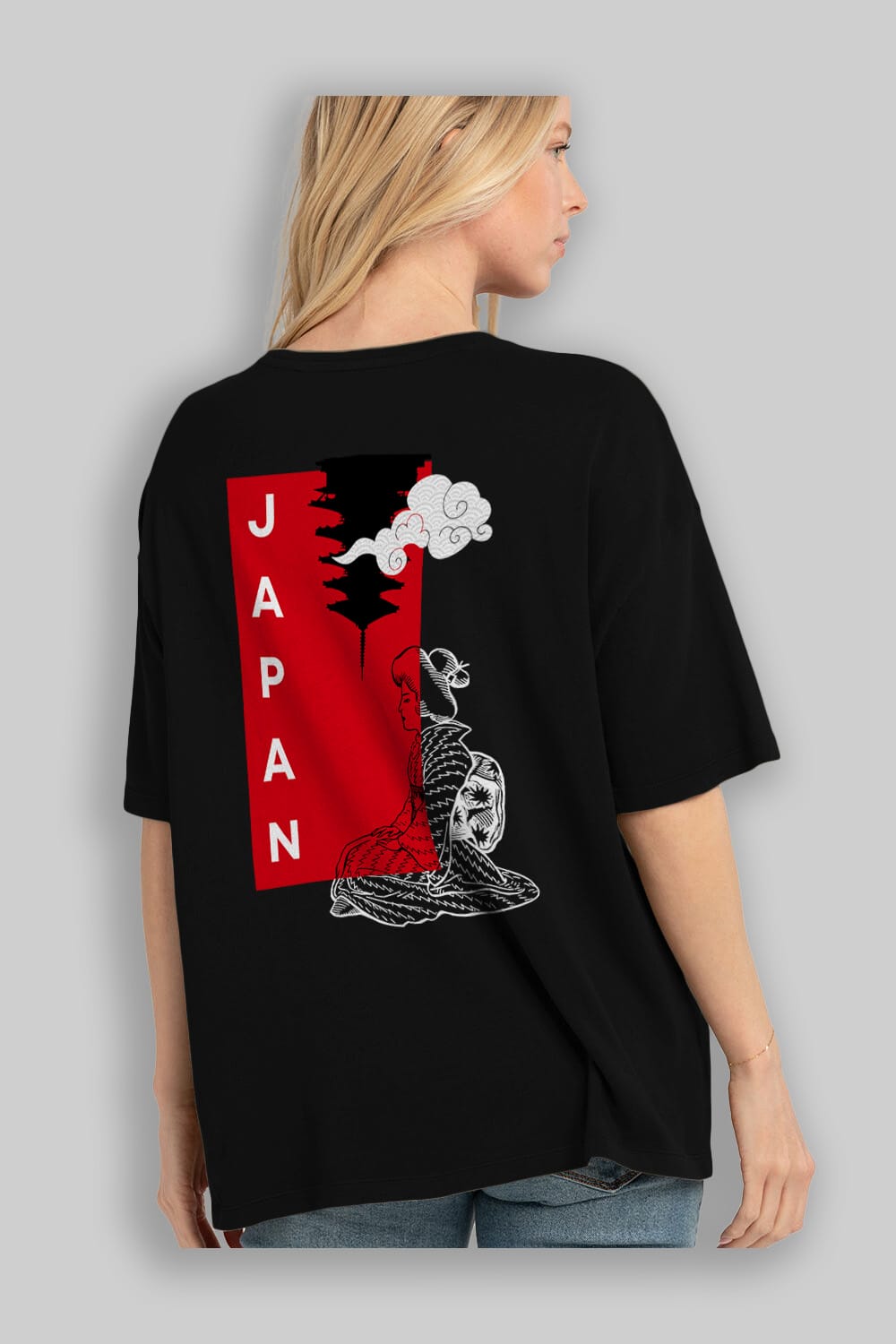 Japan Yazılı Streetwear Arka Baskılı Oversize t-shirt Erkek Kadın Unisex