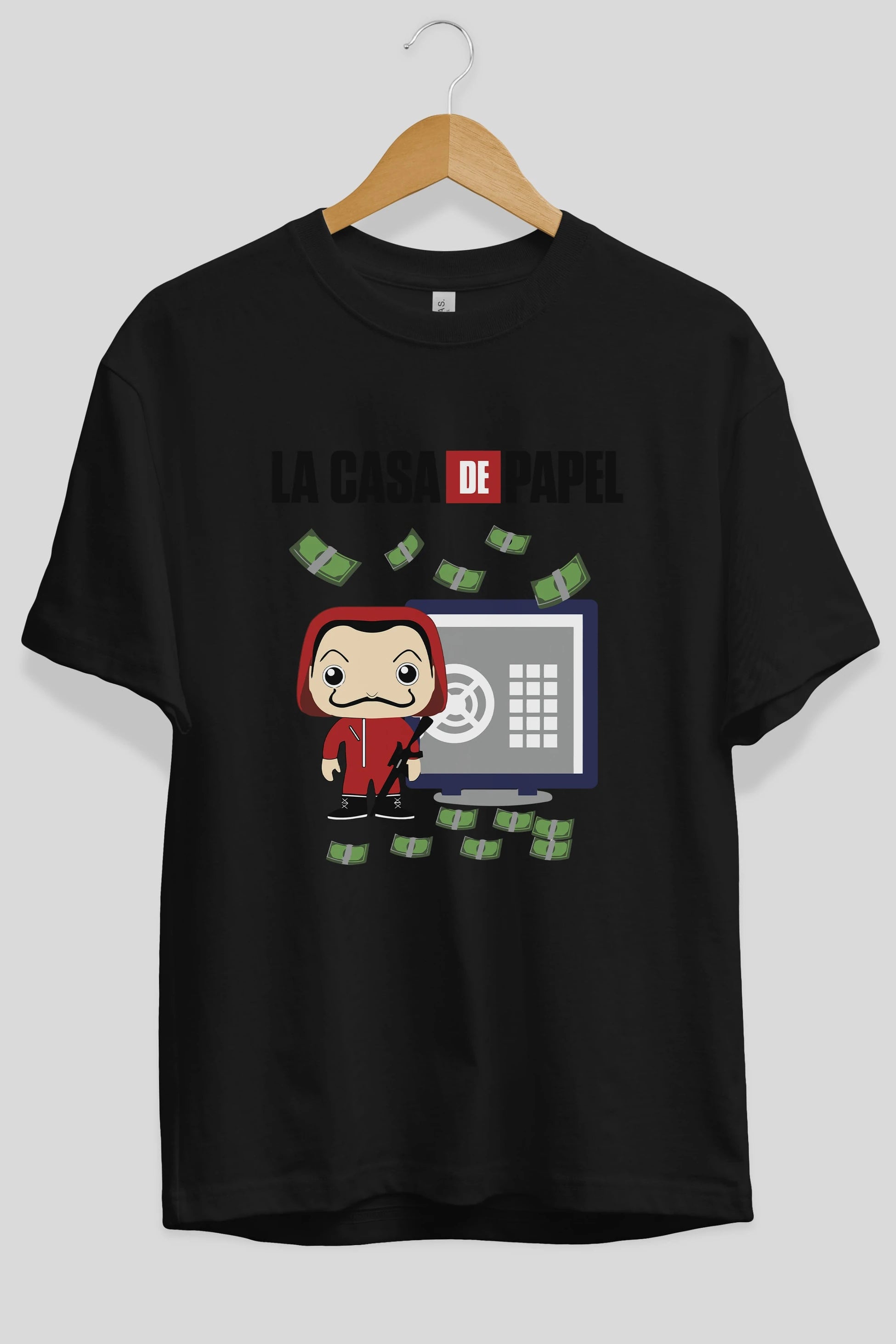 La Casa De Papel (4) Ön Baskılı Oversize t-shirt Erkek Kadın Unisex %100 Pamuk Bisiklet Yaka tişort