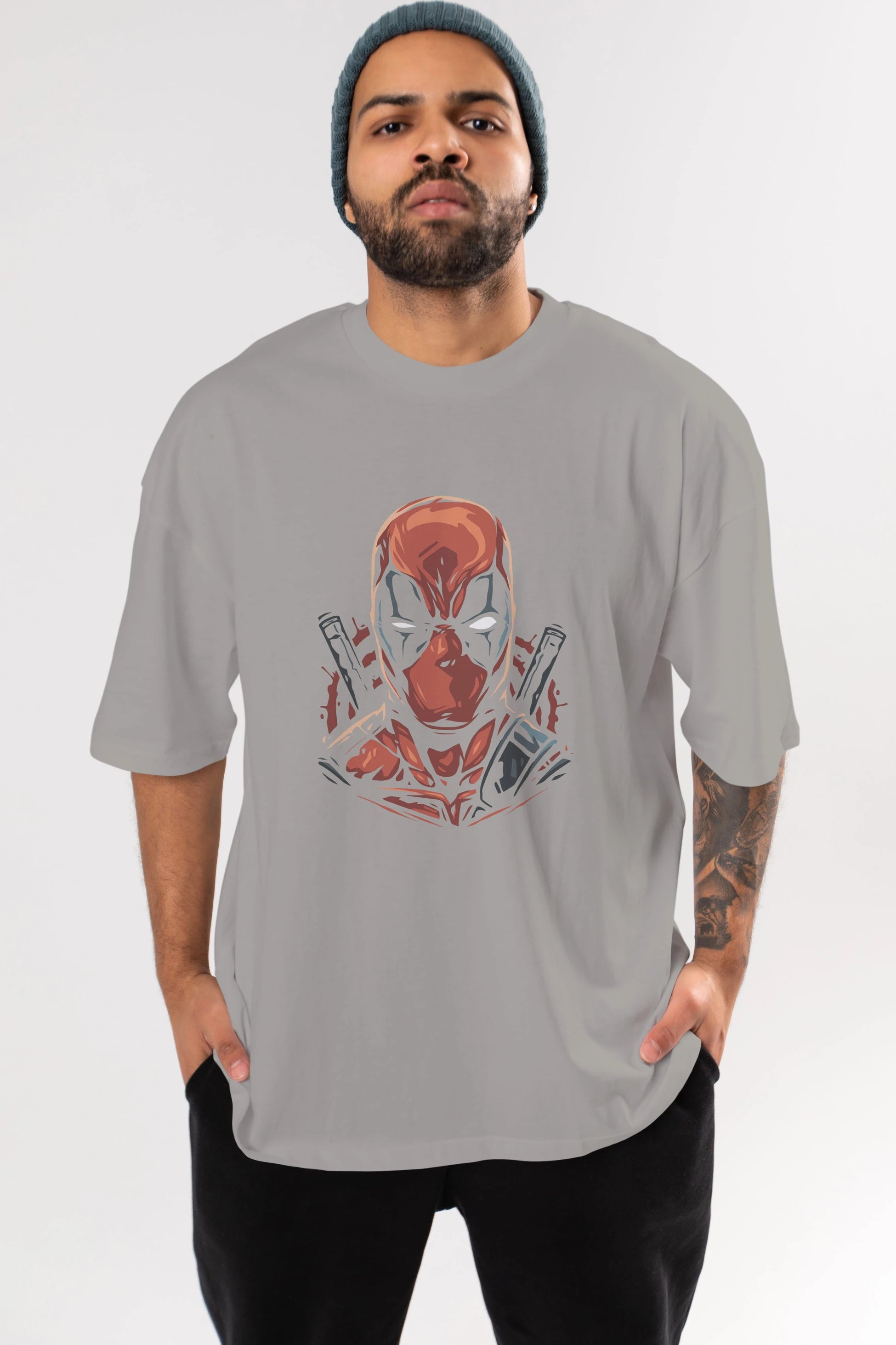 Deadpool (10) Ön Baskılı Oversize t-shirt Erkek Kadın Unisex %100 Pamuk Bisiklet Yaka tişort