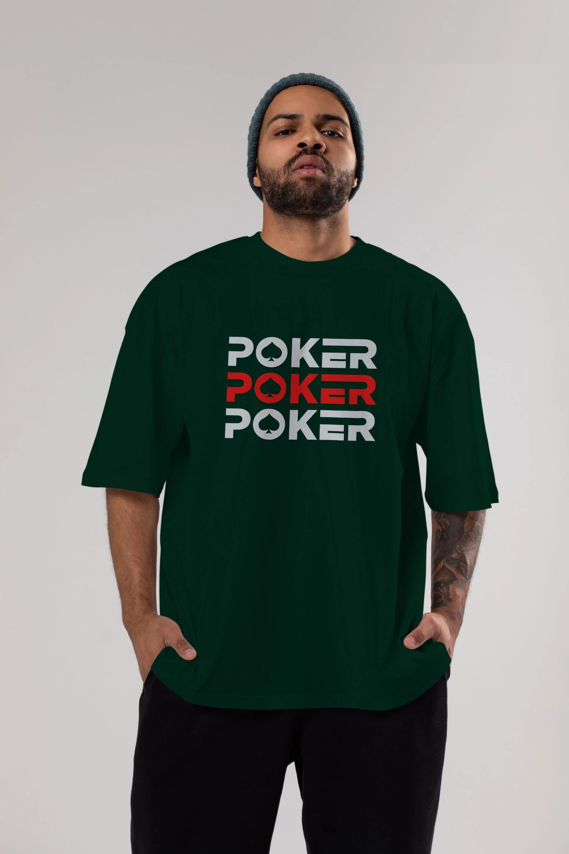 Poker Ön Baskılı Oversize t-shirt Erkek Kadın Unisex