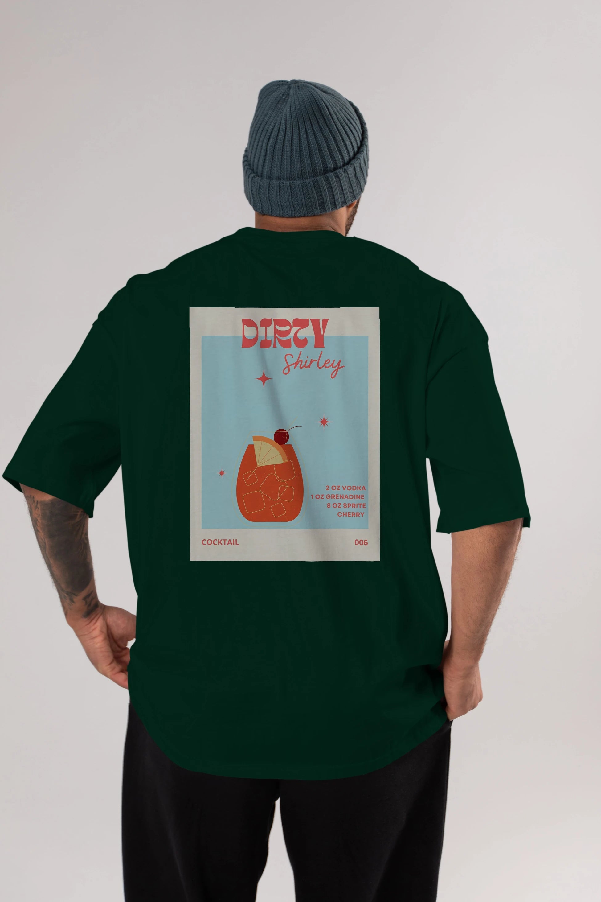 Dirty Shirley Arka Baskılı Oversize t-shirt Erkek Kadın Unisex %100 Pamuk Bisiklet Yaka tişort