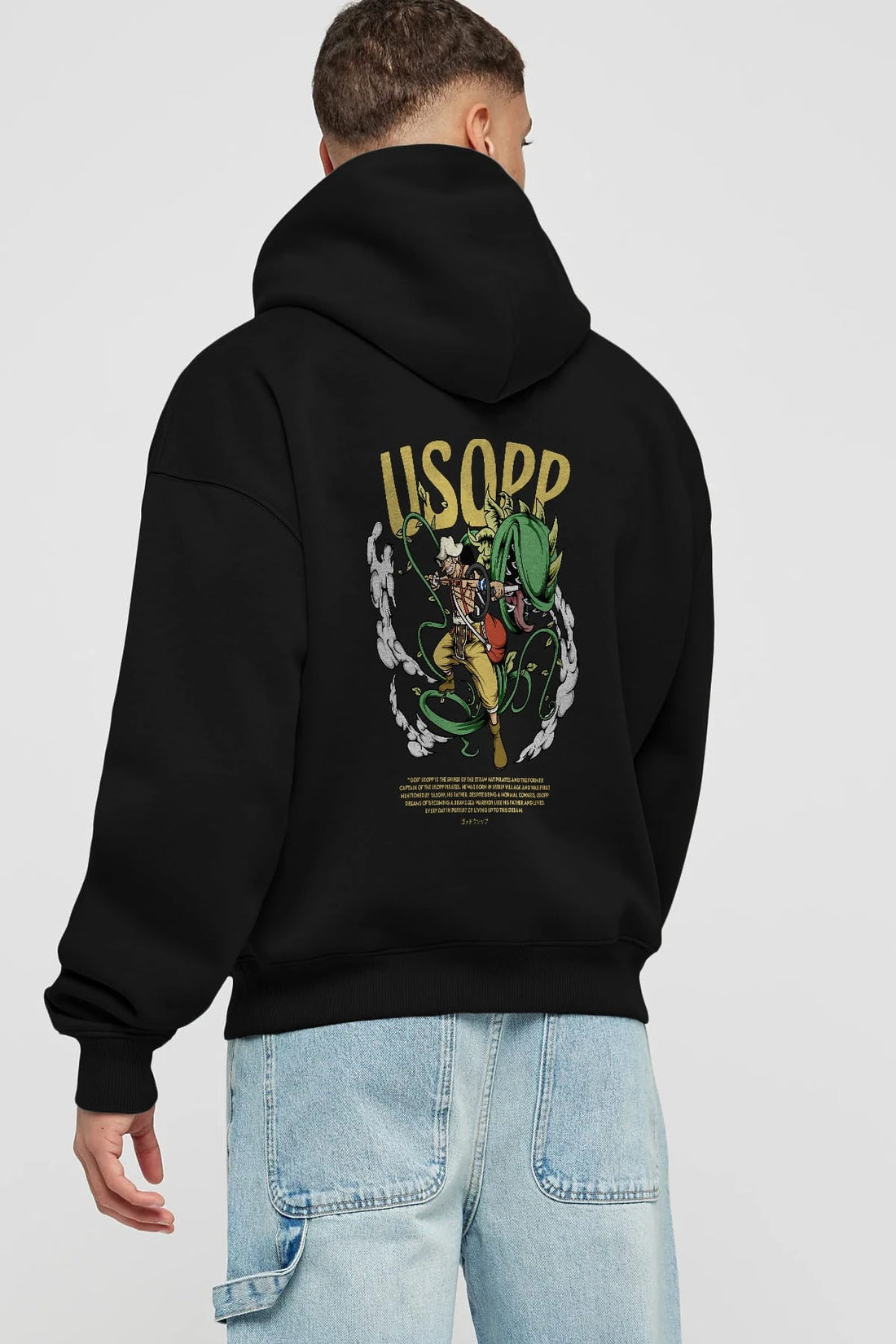 Usopp Anime Arka Baskılı Hoodie Oversize Kapüşonlu Sweatshirt Erkek Kadın Unisex