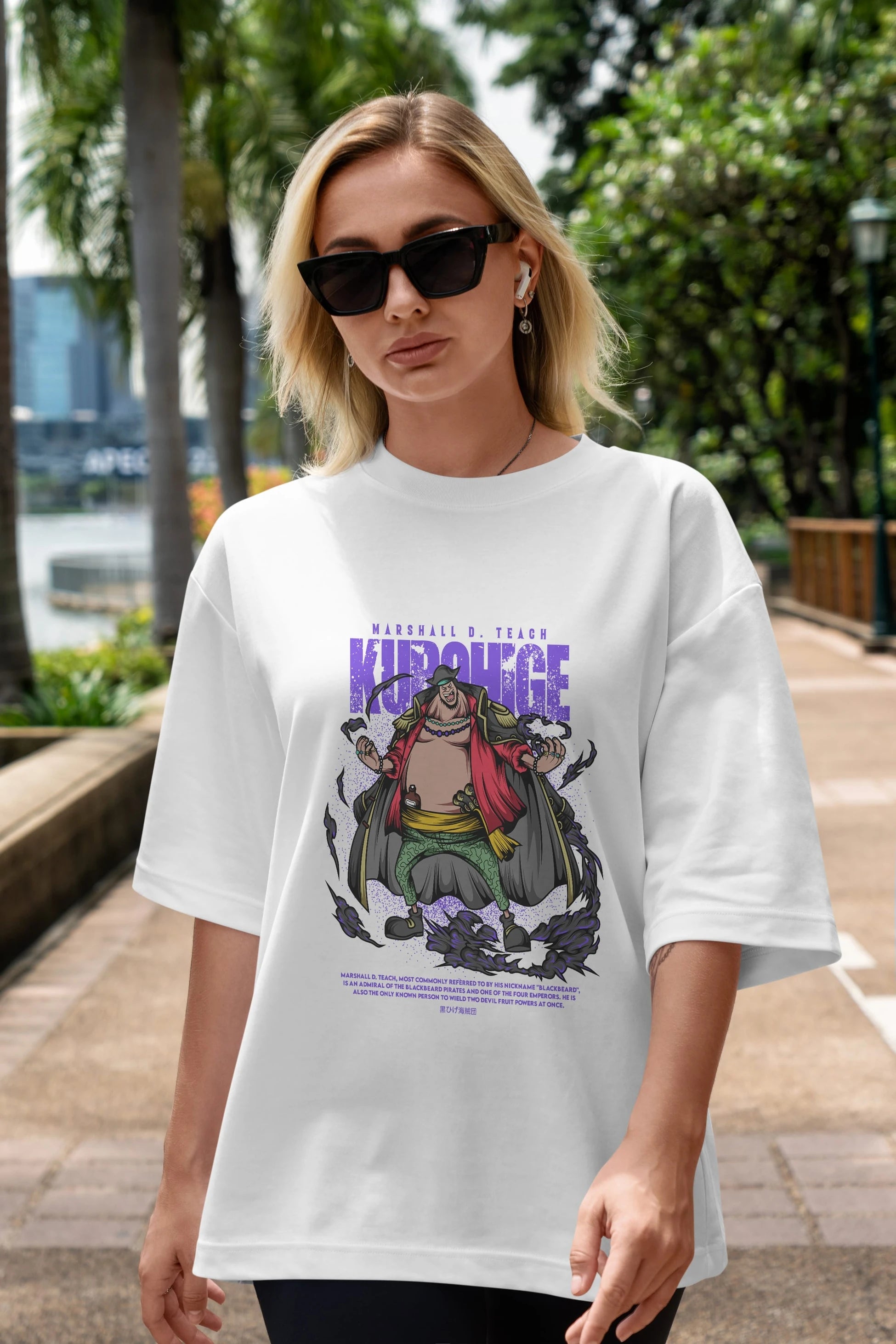 Marshall D. Teach Anime Ön Baskılı Oversize t-shirt %100 pamuk Erkek Kadın Unisex