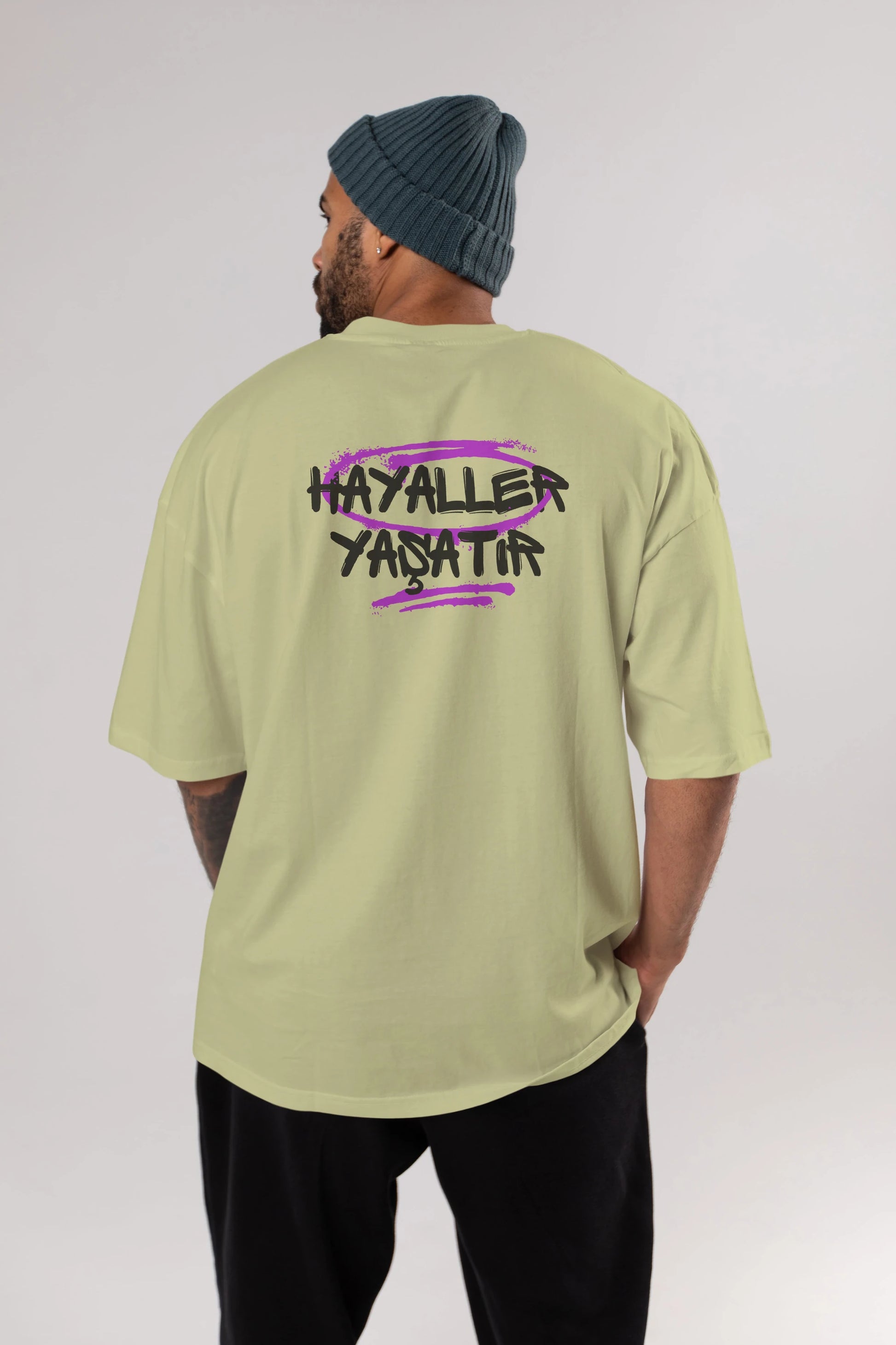Hayaller Yaşatır Arka Baskılı Oversize t-shirt Erkek Kadın Unisex