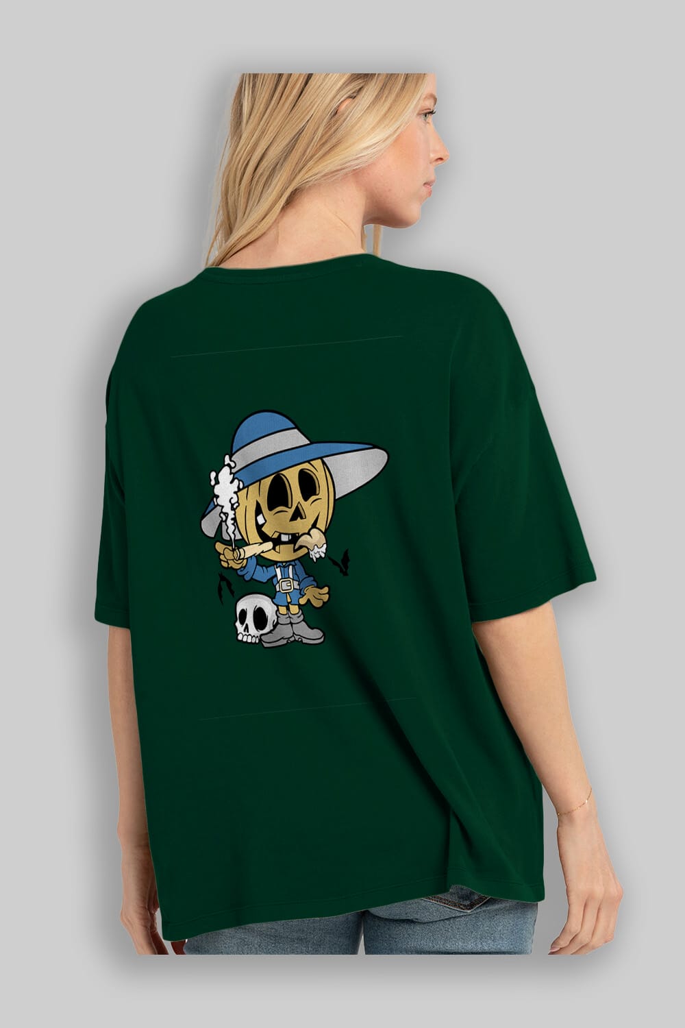 Halloween Kid Arka Baskılı Oversize t-shirt Erkek Kadın Unisex %100 Pamuk tişort