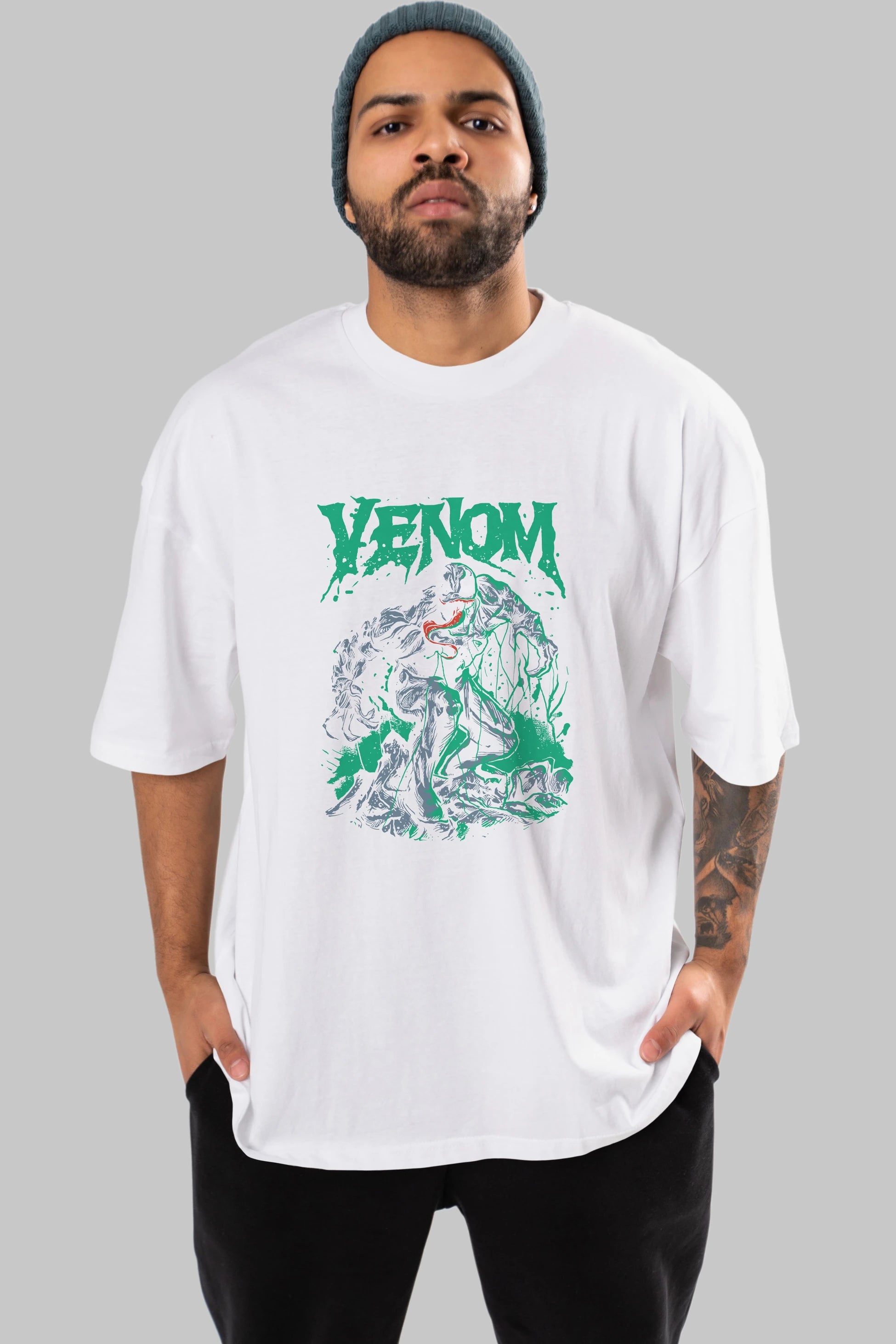 Venom (3) Ön Baskılı Oversize t-shirt Erkek Kadın Unisex %100 Pamuk Bisiklet Yaka tişort