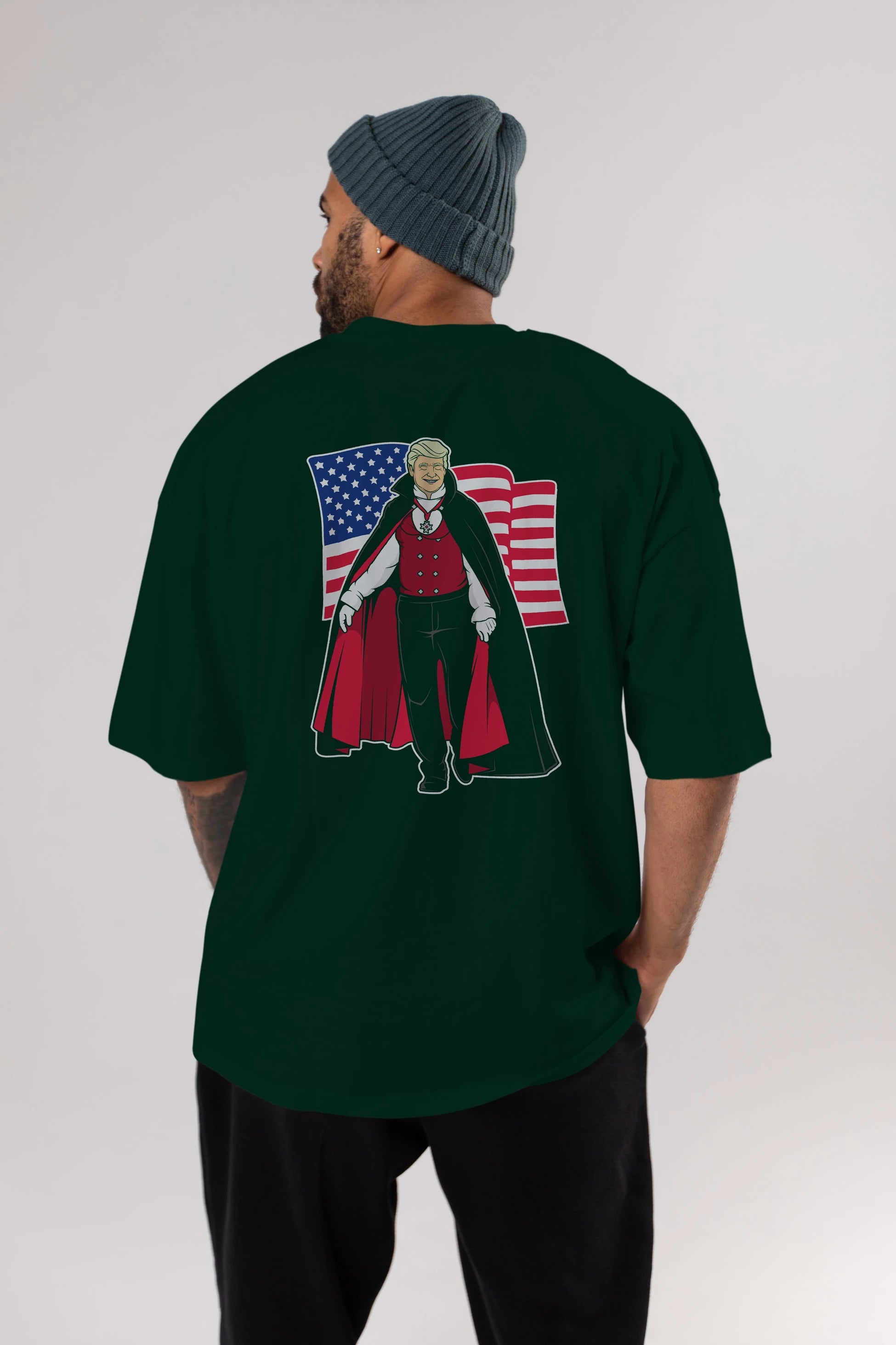 Trump Dracula Arka Baskılı Oversize t-shirt Erkek Kadın Unisex %100 Pamuk tişort