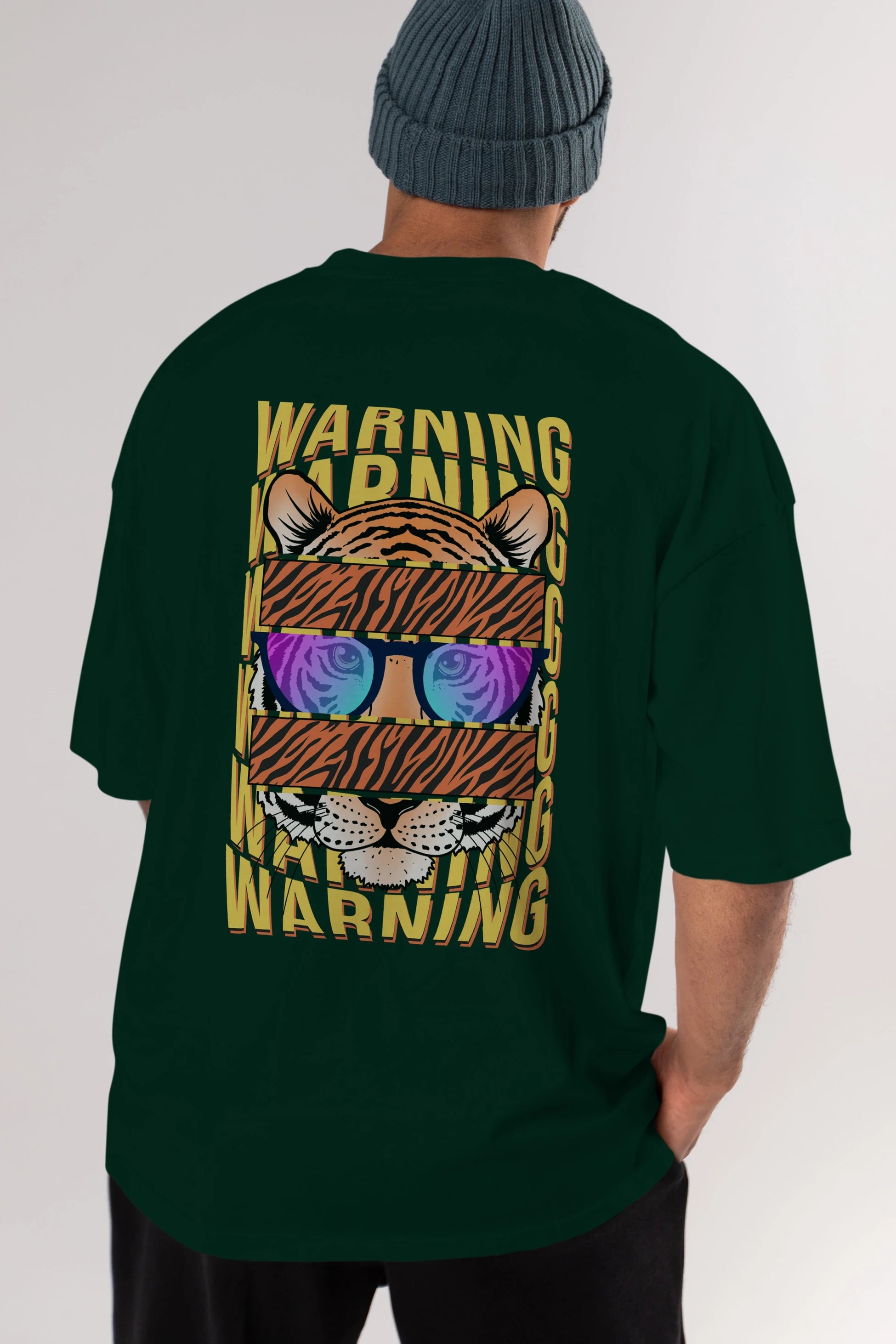 Warning Yazılı Arka Baskılı Oversize t-shirt Erkek Kadın Unisex