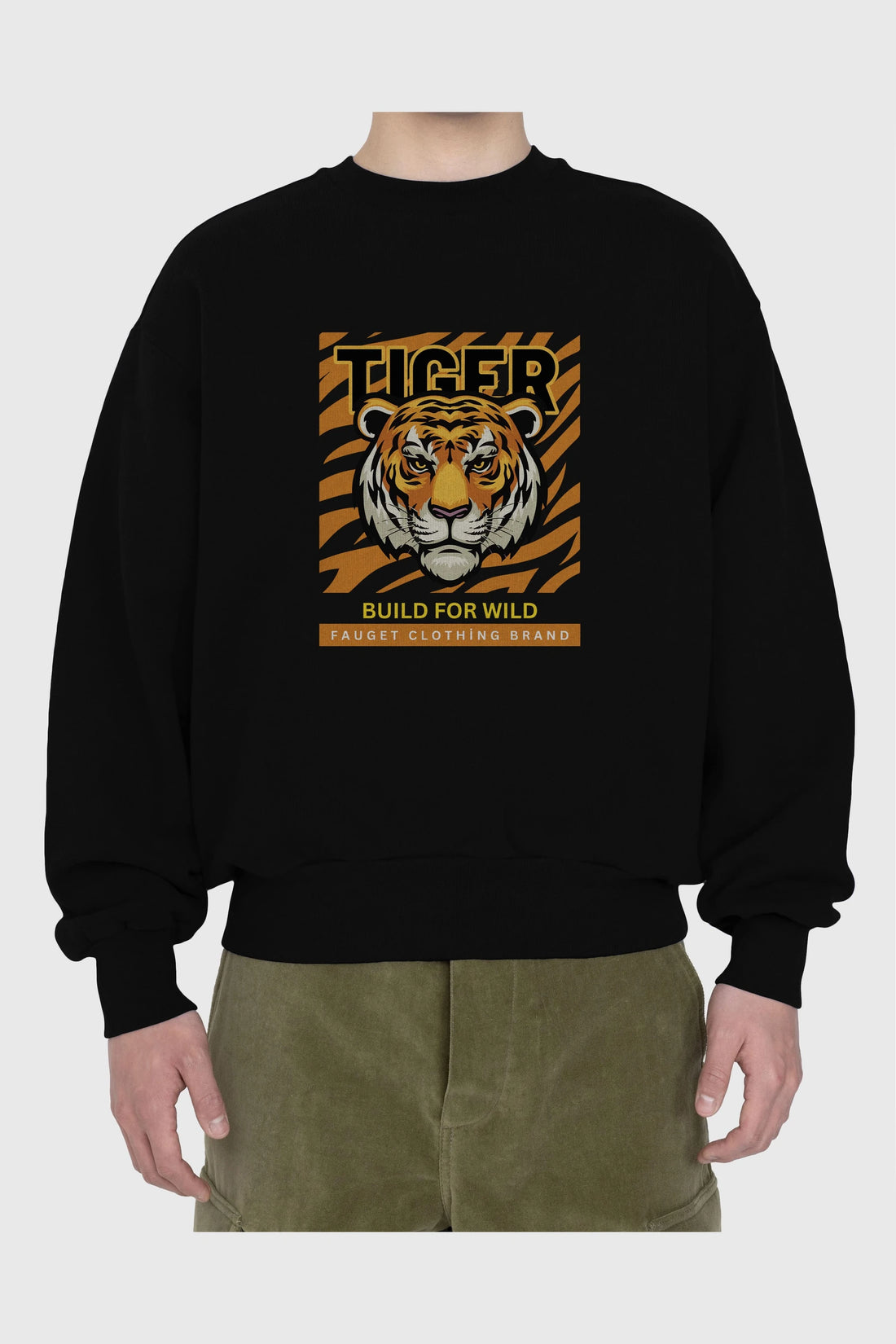 Tiger Ön Baskılı Oversize Sweatshirt Erkek Kadın Unisex