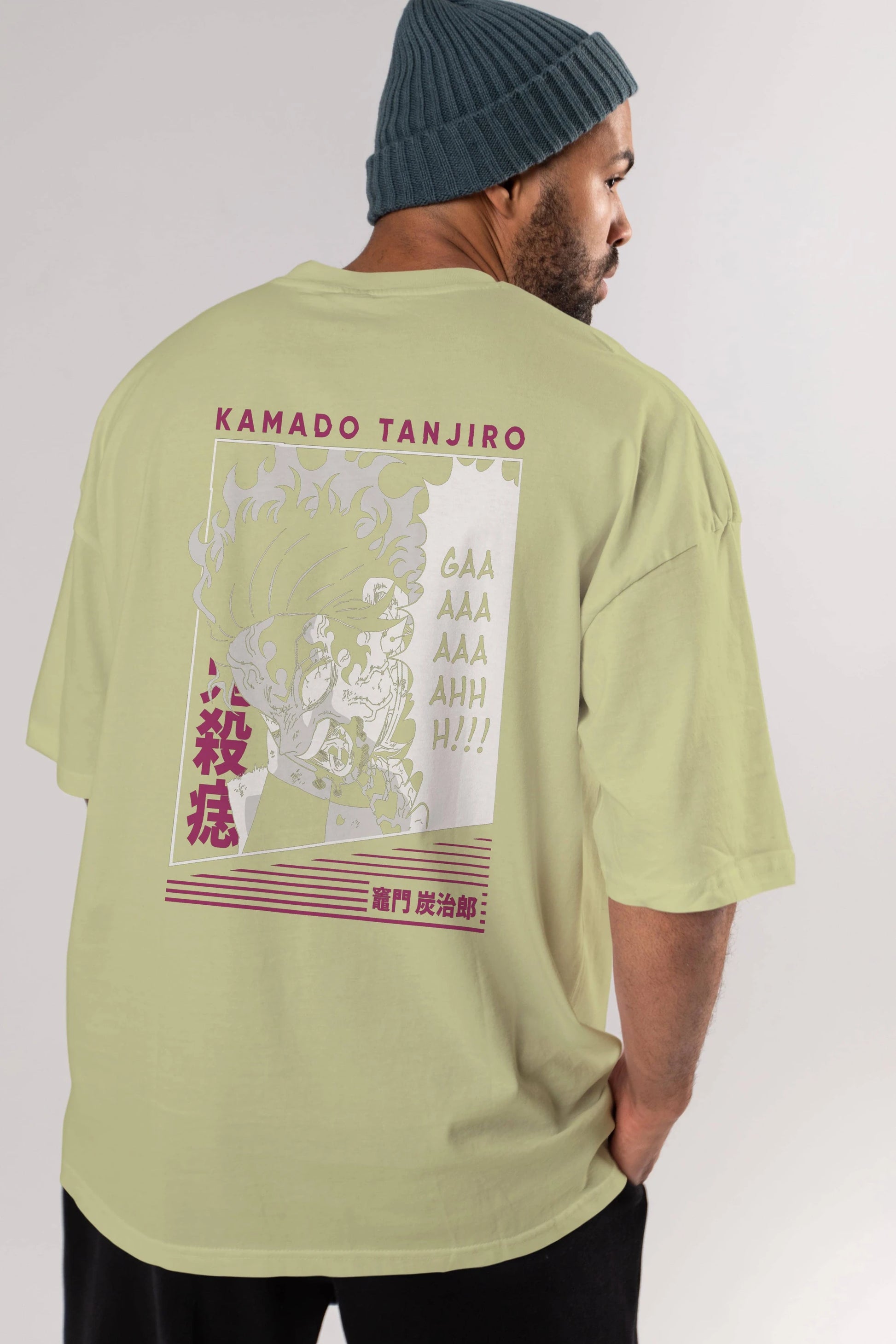 TANJIRO KAMADO 3 Anime Arka Baskılı Oversize t-shirt Erkek Kadın Unisex