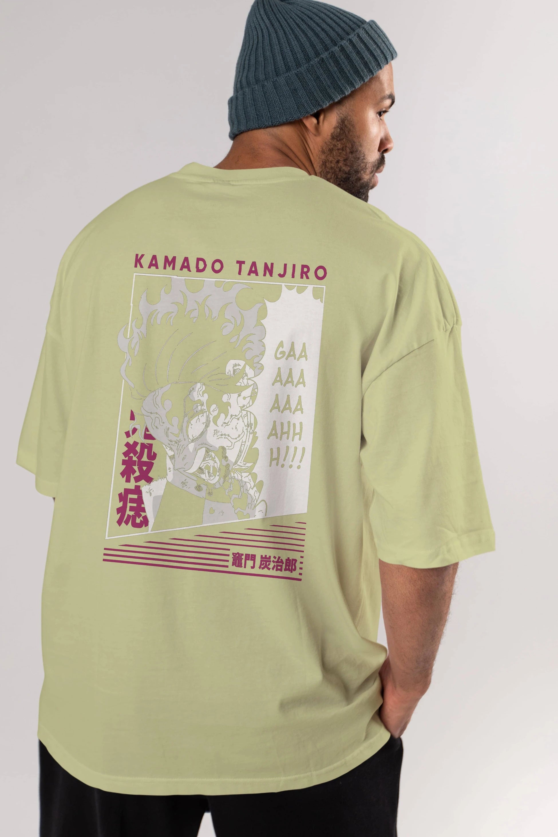 TANJIRO KAMADO 3 Anime Arka Baskılı Oversize t-shirt Erkek Kadın Unisex