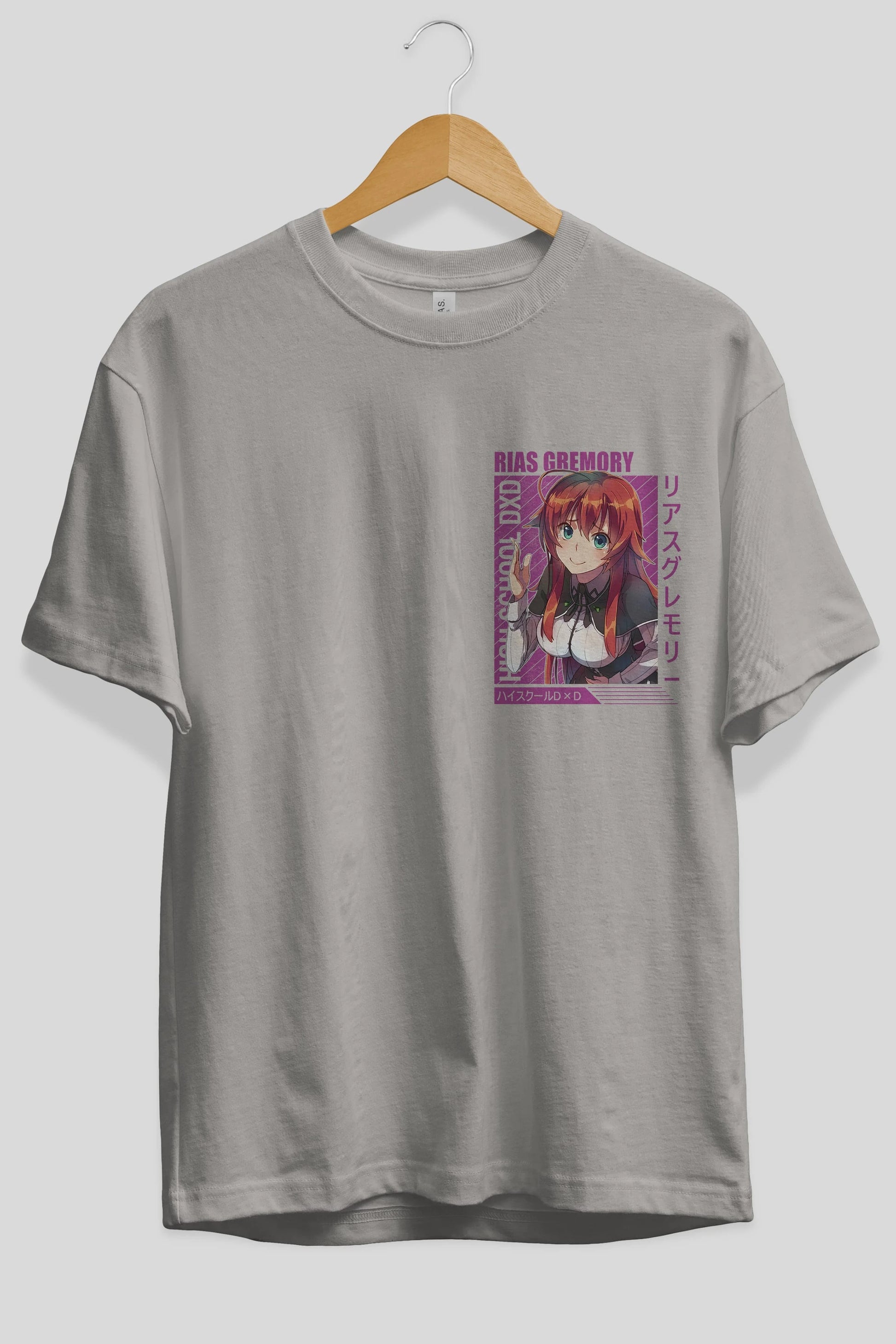Rias Gremory 10 Ön Sol Baskılı Oversize t-shirt Erkek Kadın Unisex %100 Pamuk Bisiklet Yaka tişort