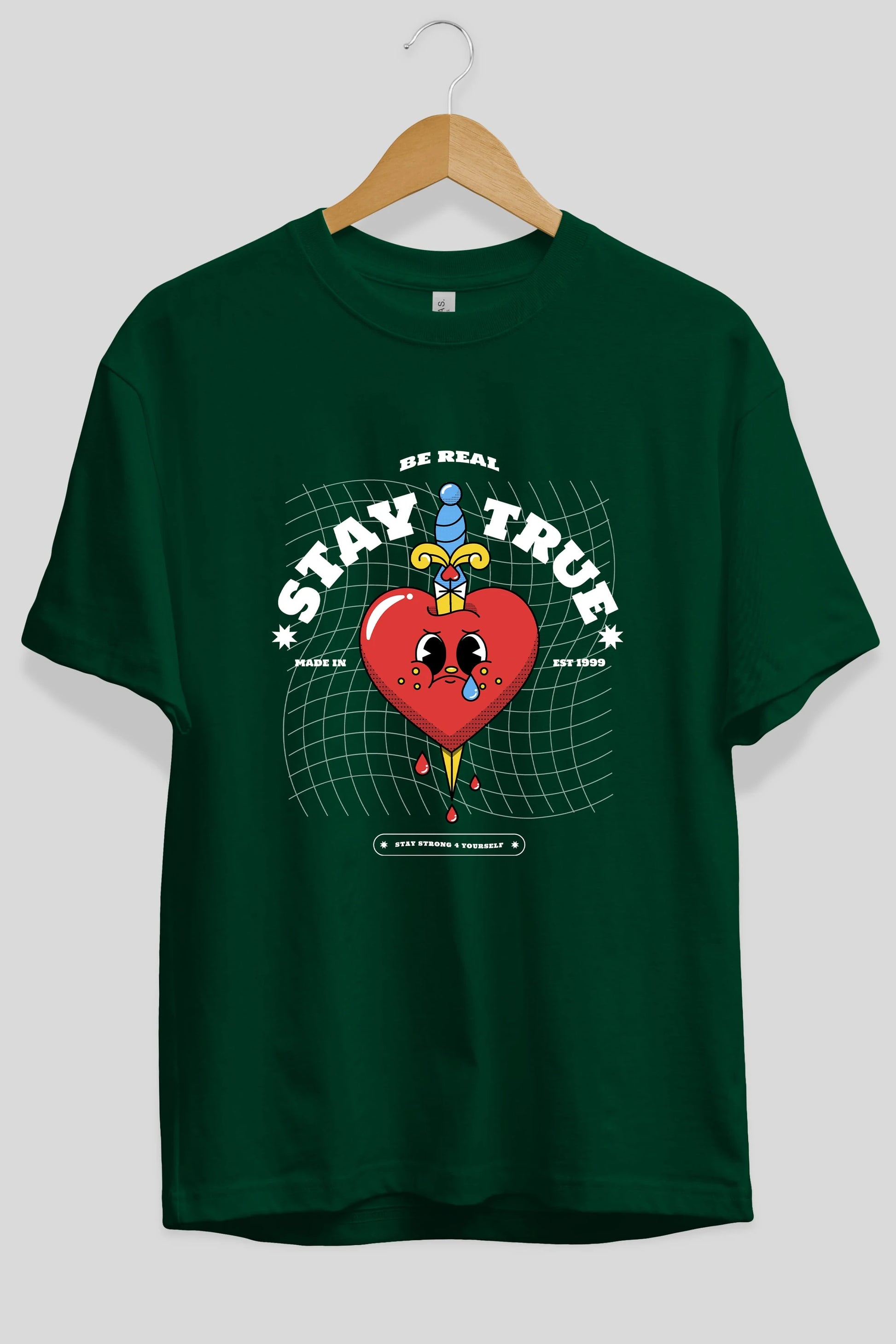 Stay True Ön Baskılı Oversize t-shirt Erkek Kadın Unisex