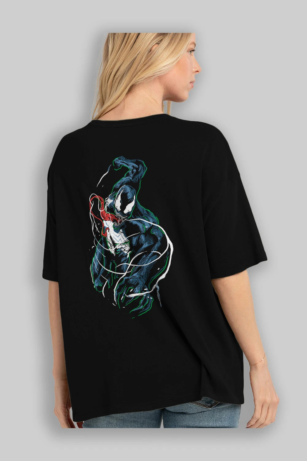 Venom (5) Arka Baskılı Oversize t-shirt Erkek Kadın Unisex %100 Pamuk Bisiklet Yaka tişort