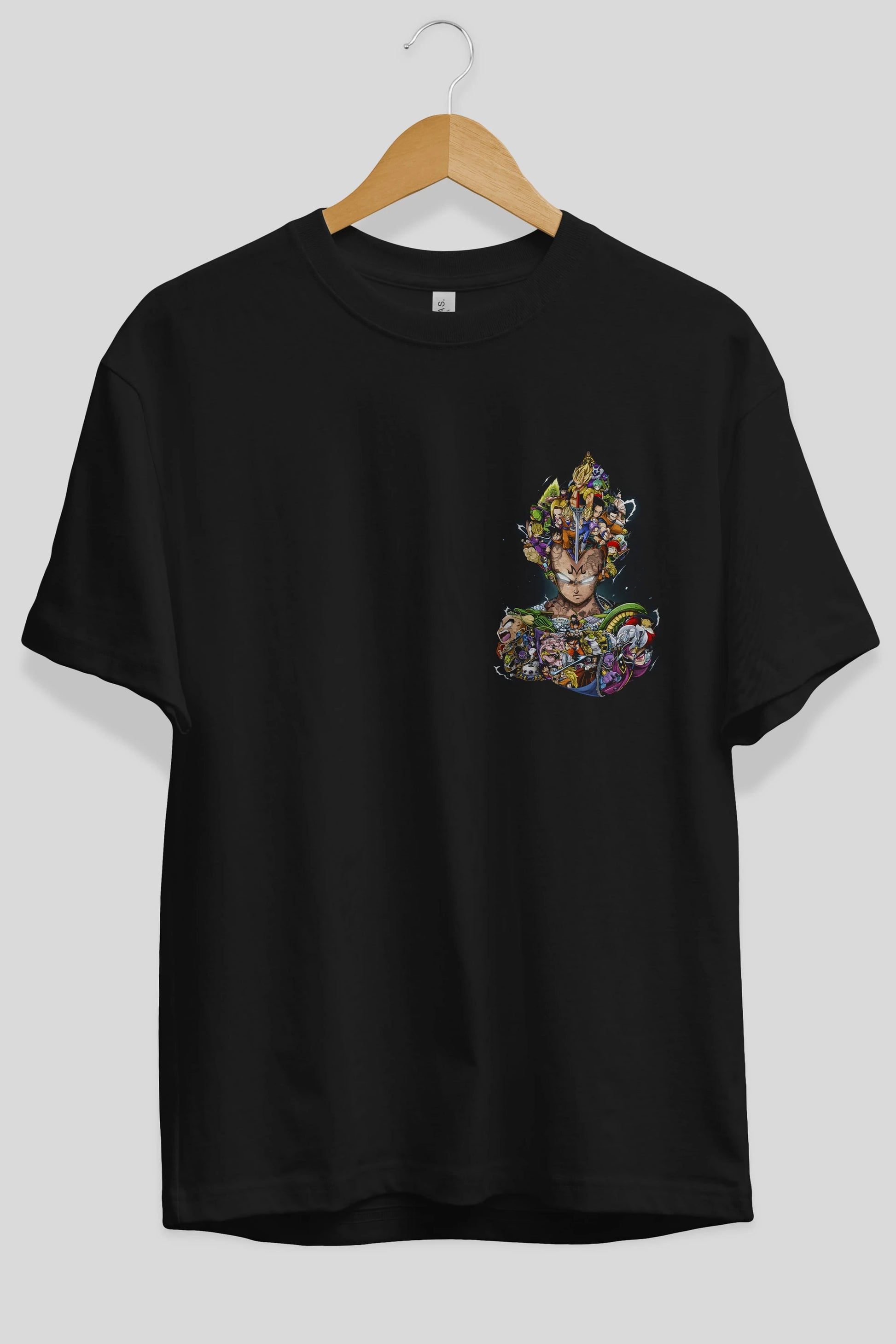 DRAGON BALL ART (3) Ön Sol Baskılı Oversize t-shirt Erkek Kadın Unisex %100 Pamuk Bisiklet Yaka tişort