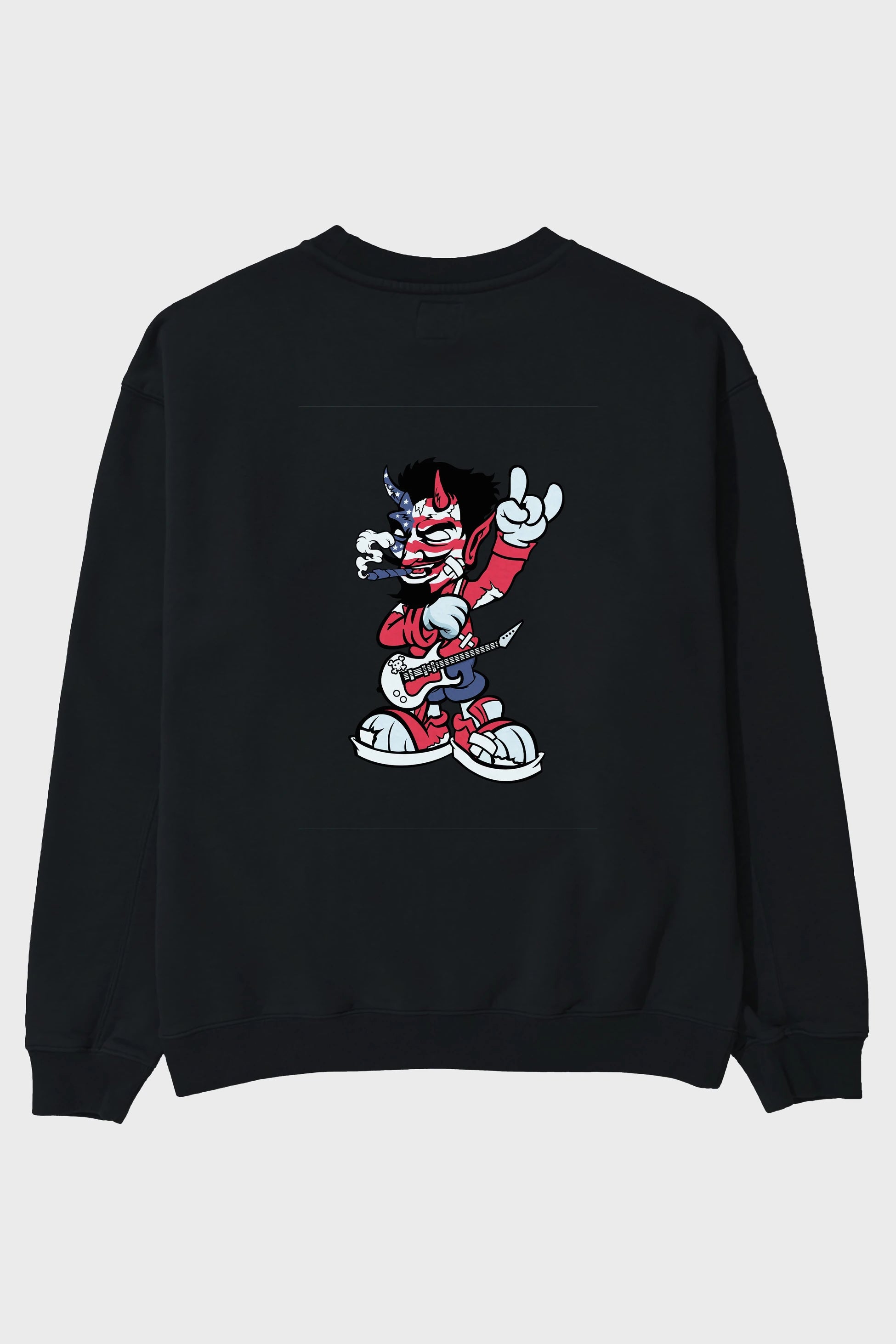 American Devil Rockstar Arka Baskılı Oversize Sweatshirt Erkek Kadın Unisex