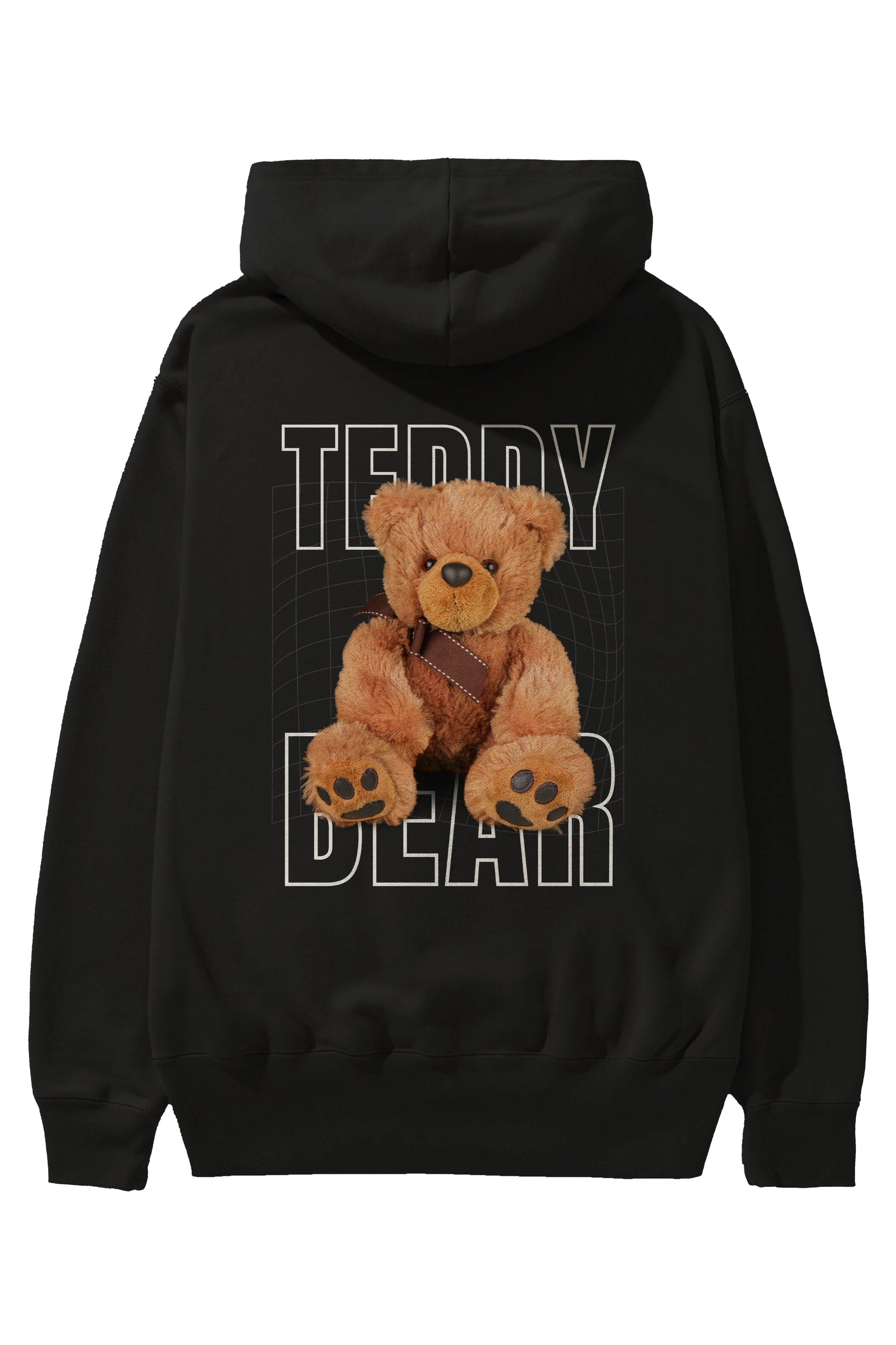 Teddy Bear Yazılı Arka Baskılı Oversize Hoodie Kapüşonlu Sweatshirt Erkek Kadın Unisex