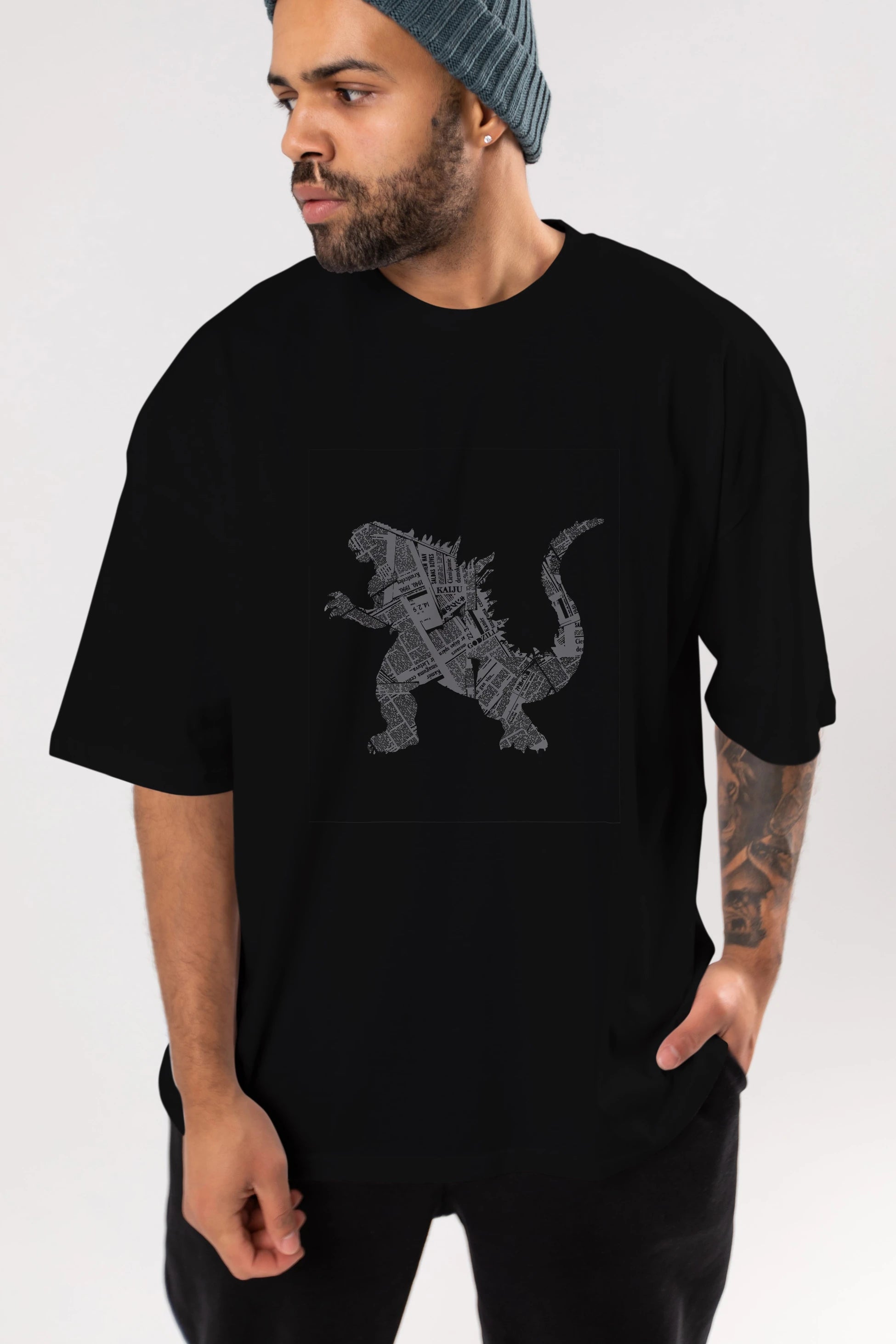 Kaiju Ön Baskılı Oversize t-shirt %100 pamuk Erkek Kadın Unisex