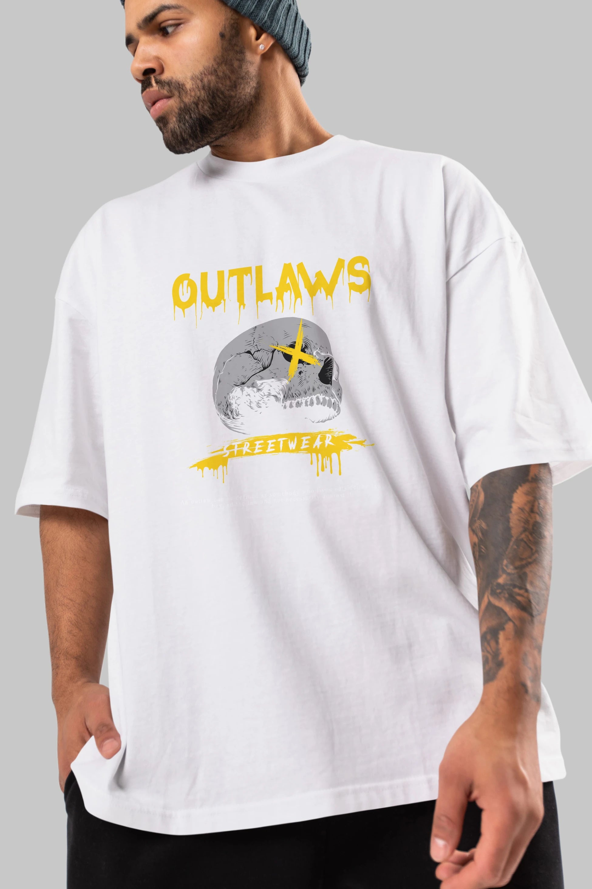 Outlaws Streetwear Ön Baskılı Oversize t-shirt Erkek Kadın Unisex