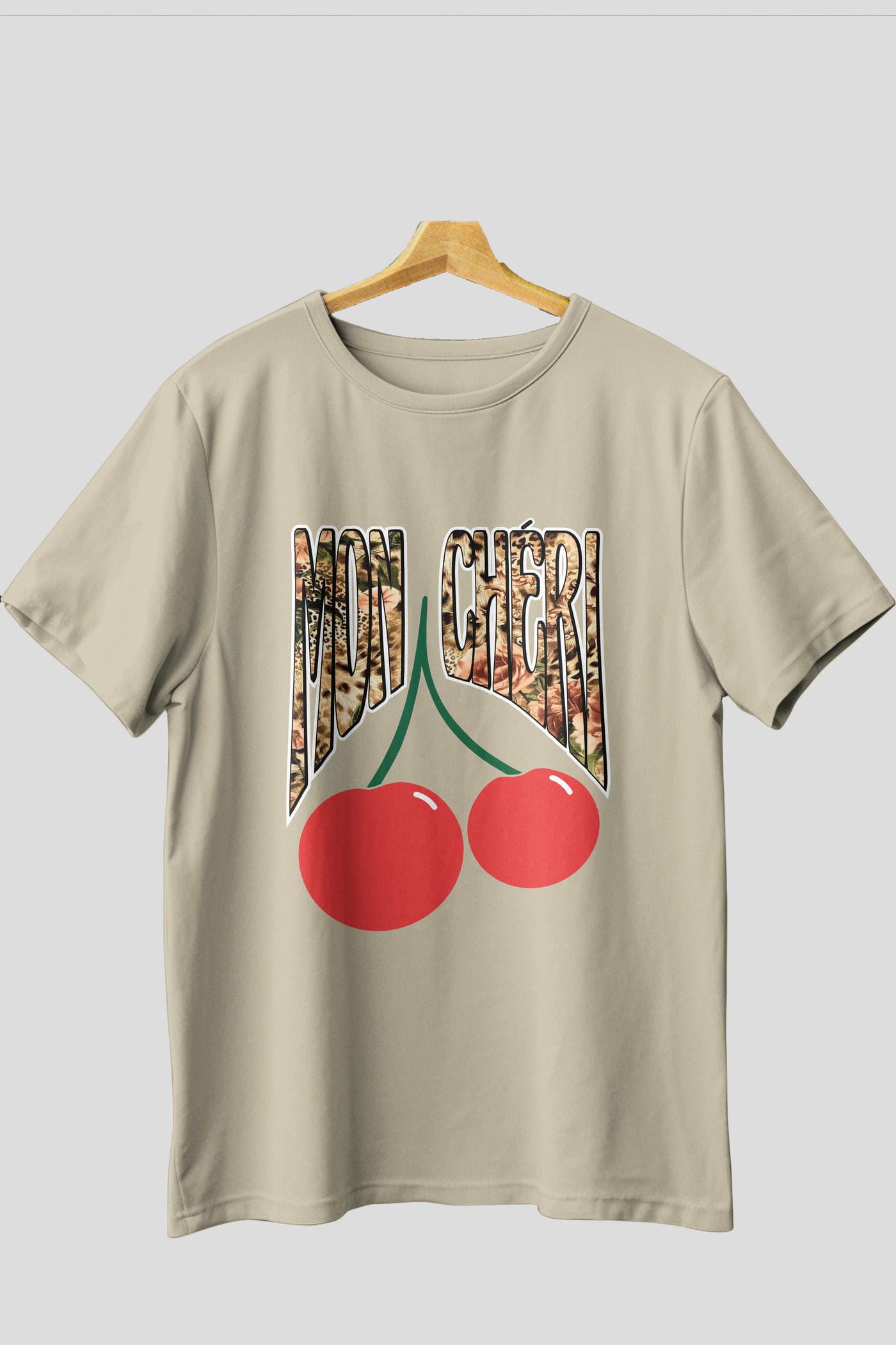 Mon Cherry Cherries Ön Baskılı Oversize t-shirt Erkek Kadın Pamuk Bisiklet Yaka tişort