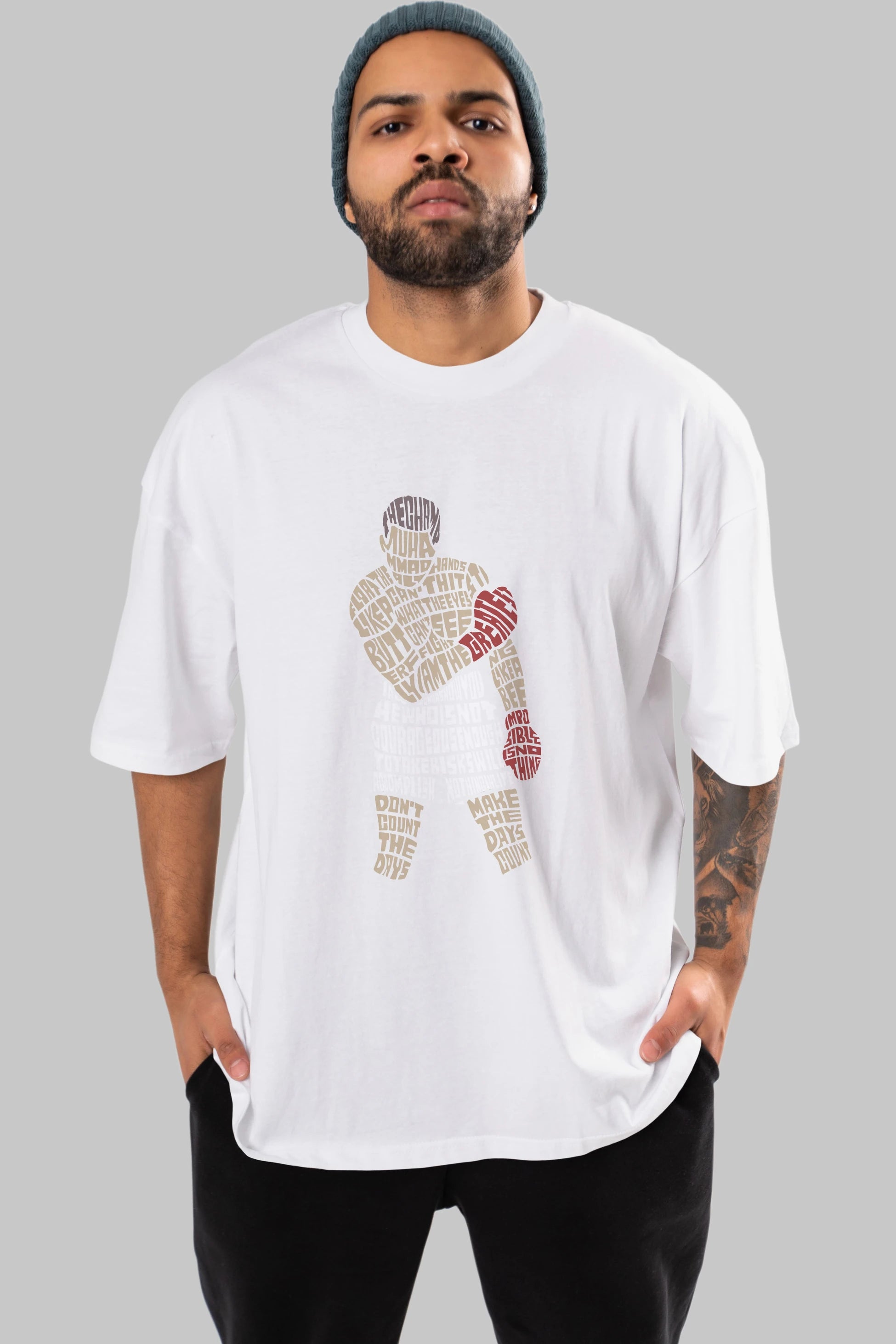 The Champ Muhammad Ali Ön Baskılı Oversize t-shirt %100 pamuk Erkek Kadın Unisex