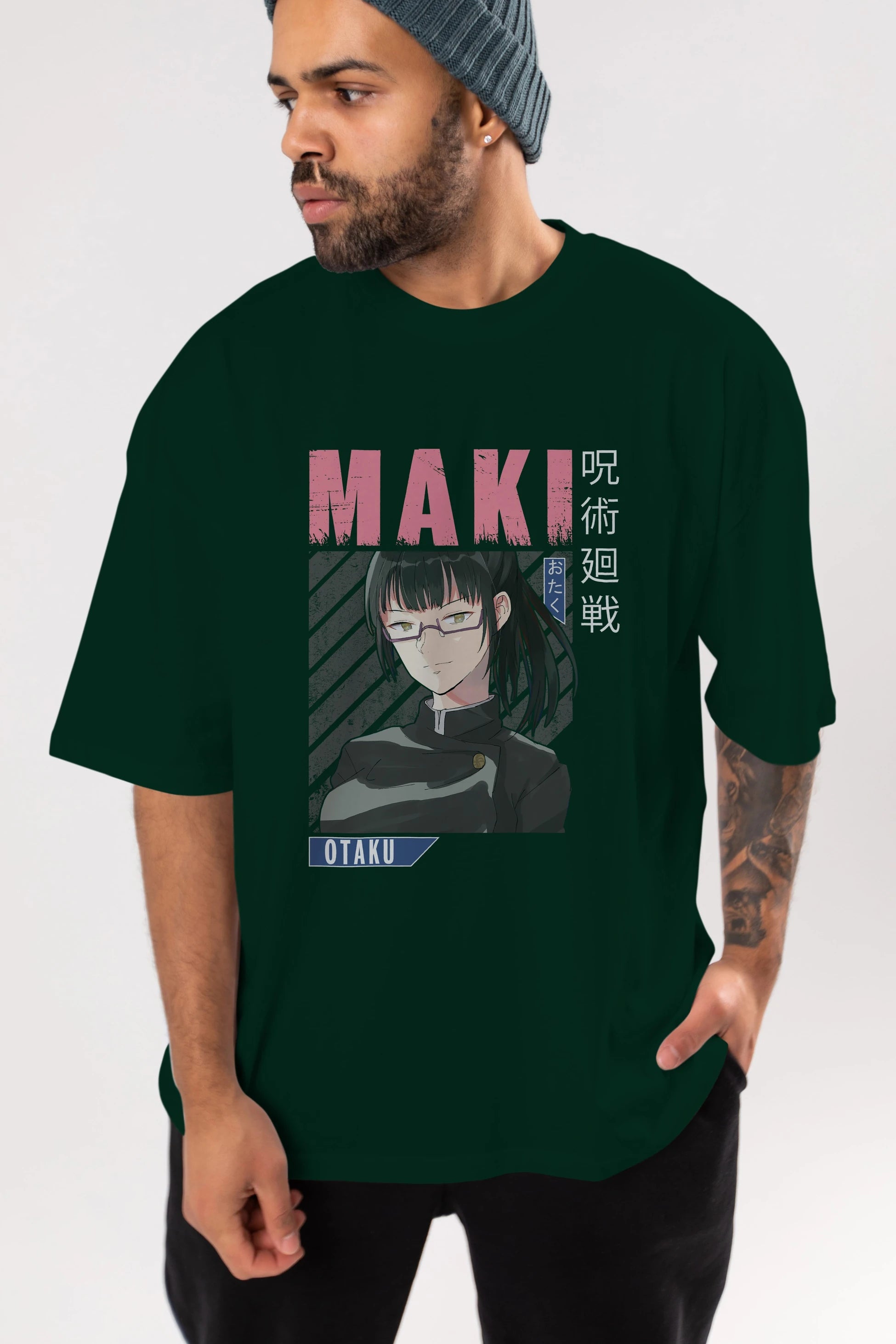 Maki Zenin CHAINSAWMAN 1 Anime Ön Baskılı Oversize t-shirt %100 pamuk Erkek Kadın Unisex