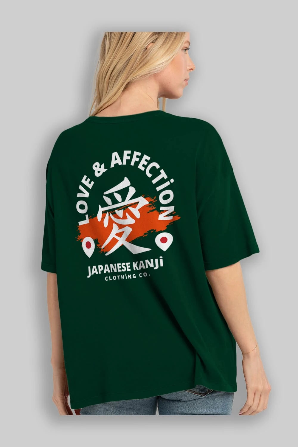 Love Affection Japanese Yazılı Arka Baskılı Oversize t-shirt Erkek Kadın Unisex