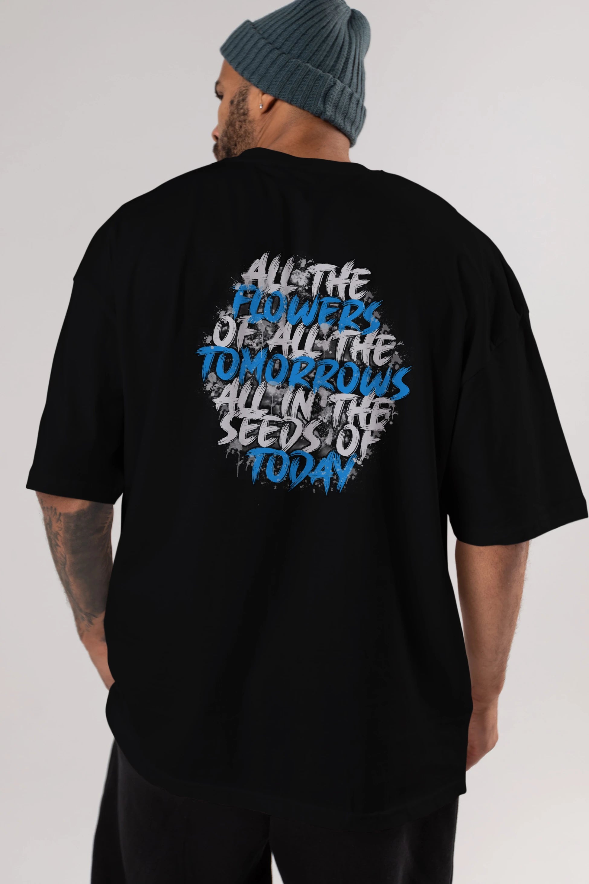 All The Flowers Arka Baskılı Oversize t-shirt Erkek Kadın Unisex