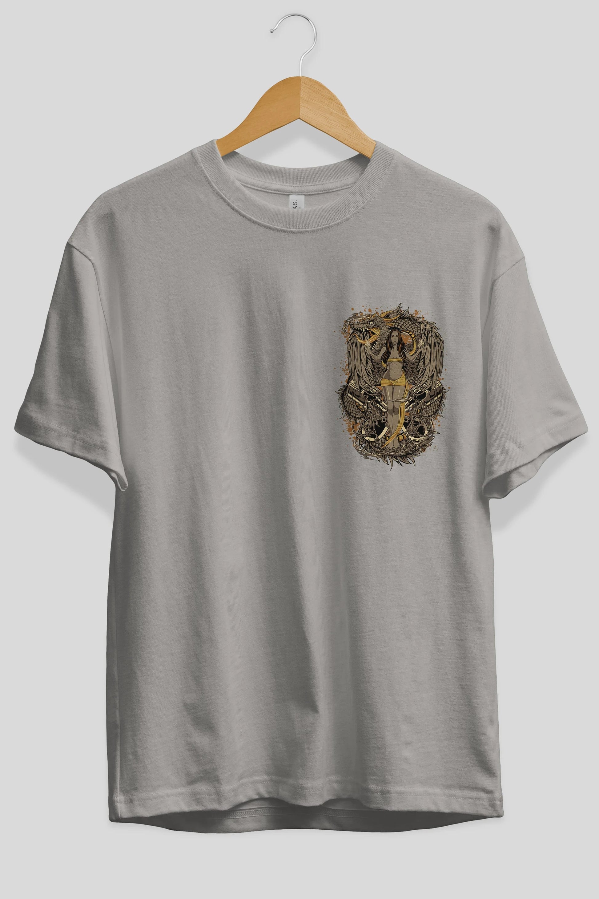 TRIBAL (3) Ön Sol Baskılı Oversize t-shirt Erkek Kadın Unisex %100 Pamuk Bisiklet Yaka tişort