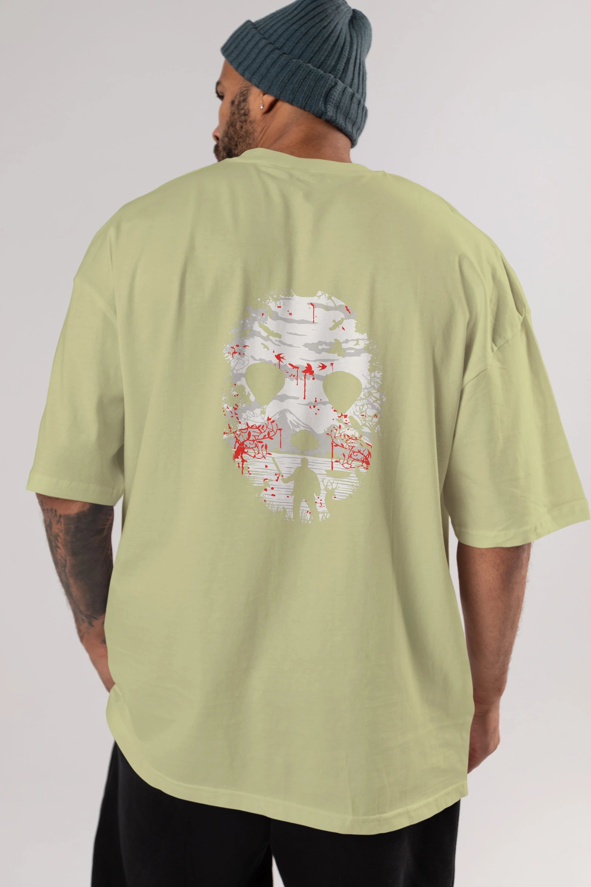 Crystal Lake Arka Baskılı Oversize t-shirt %100 pamuk Erkek Kadın Unisex