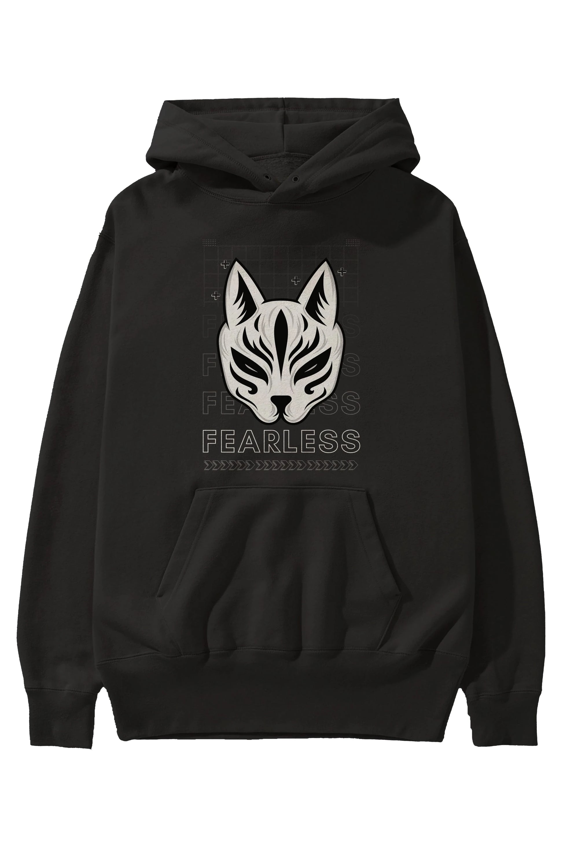 Fearless Yazılı Ön Baskılı Oversize Hoodie Kapüşonlu Sweatshirt Erkek Kadın Unisex