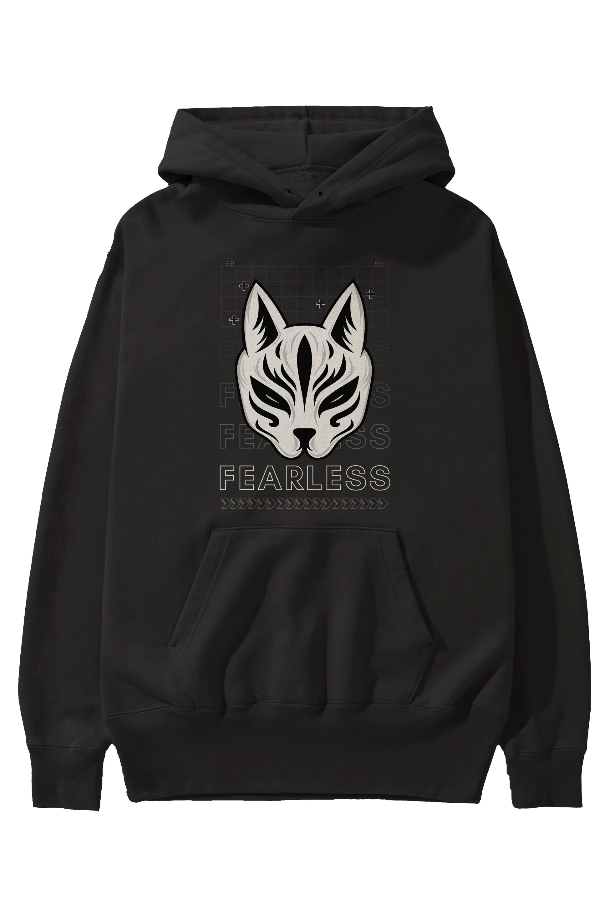 Fearless Yazılı Ön Baskılı Oversize Hoodie Kapüşonlu Sweatshirt Erkek Kadın Unisex